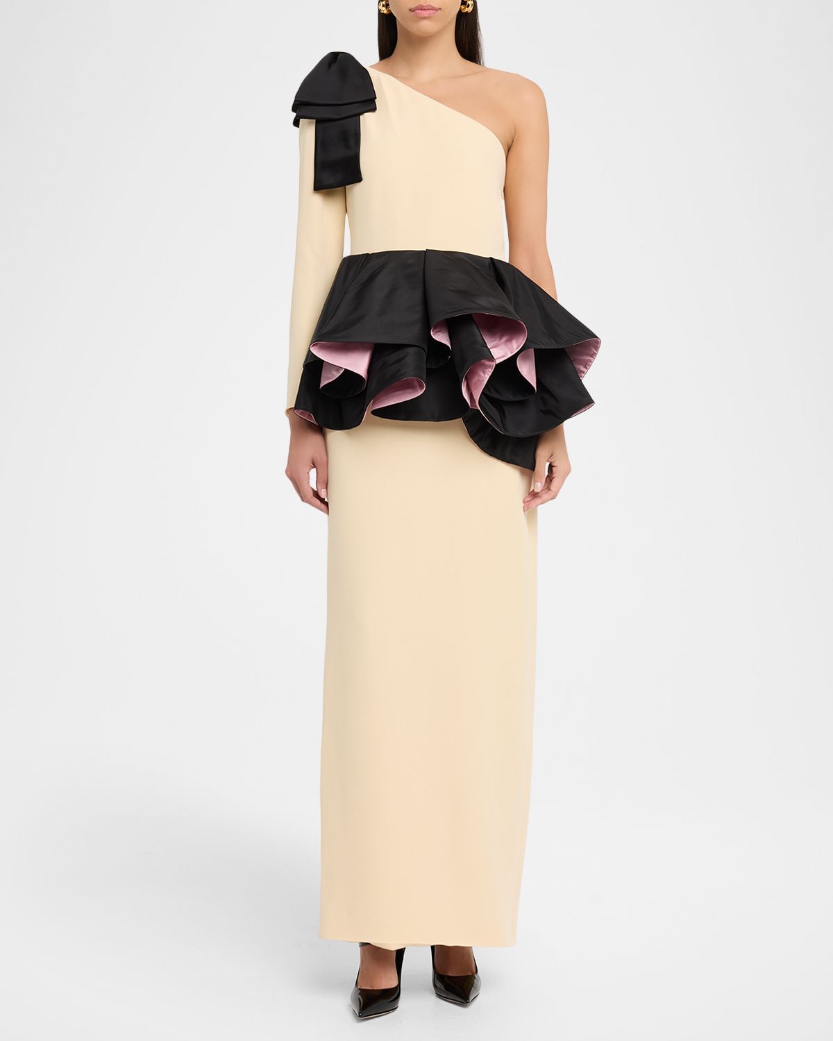 Valentino Garavani One-Shoulder Peplum Column Gown | Thumbnail 5
