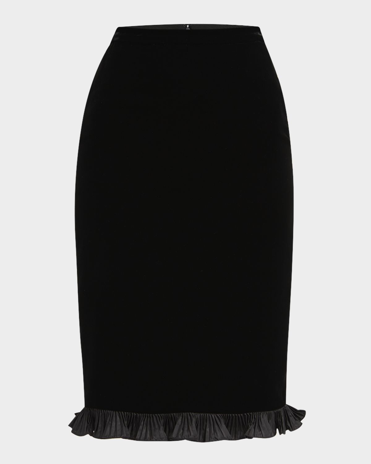 Valentino Garavani Ruffle Hem Velvet Pencil Skirt