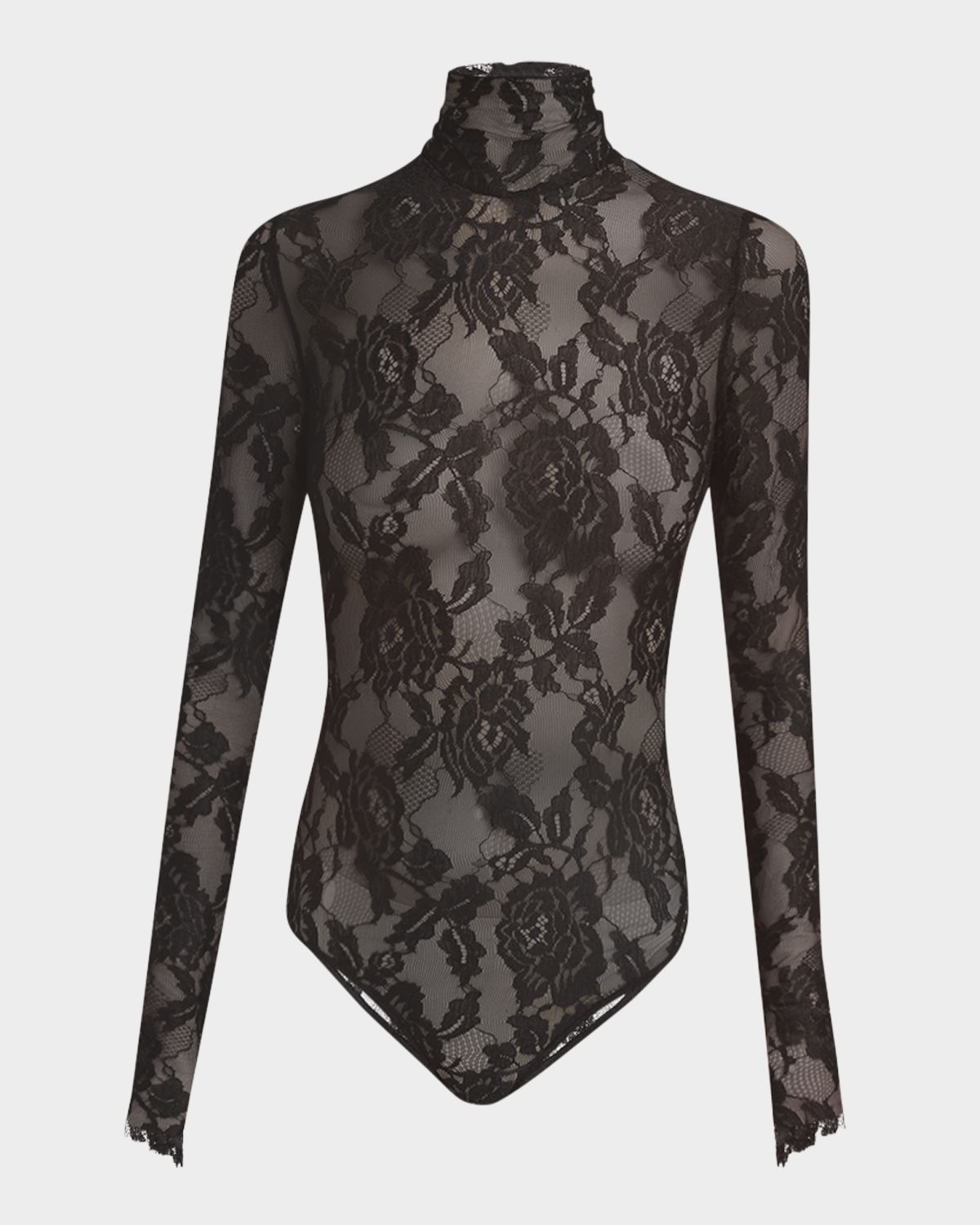 Valentino Garavani Turtleneck Long-Sleeve Lace Bodysuit