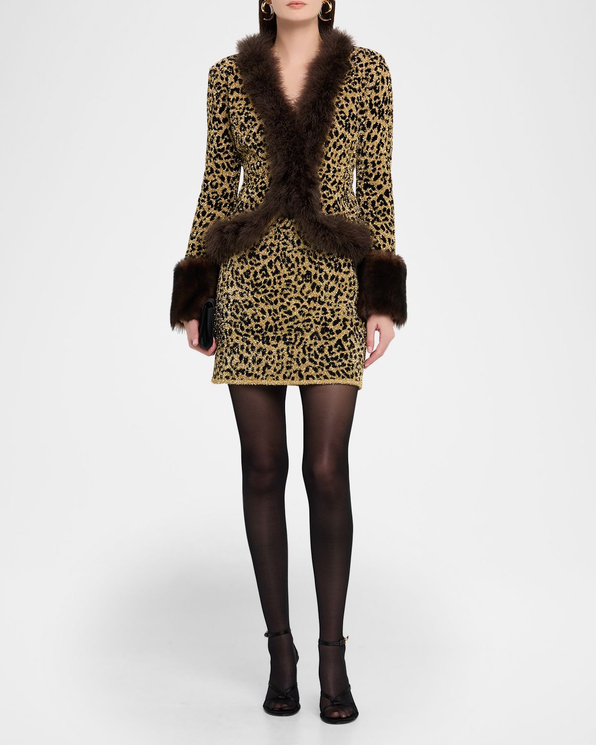 Valentino Garavani Metallic Leopard Pull-On Mini Skirt
