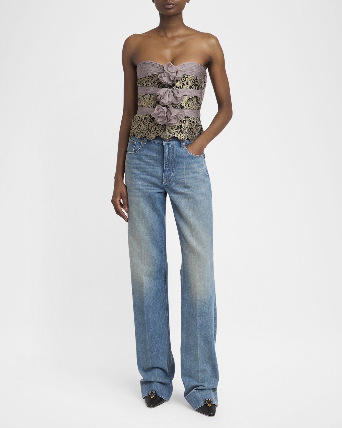 Valentino Garavani Mid-Rise Wide-Leg Denim Jeans