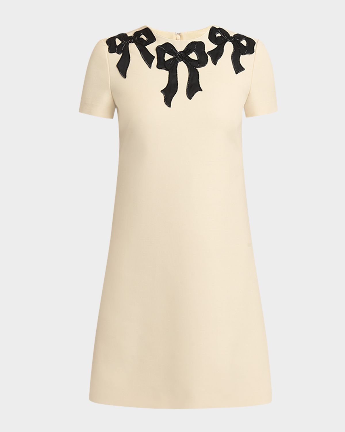 Valentino Garavani Embroidered Bow Satin Crepe Mini Dress