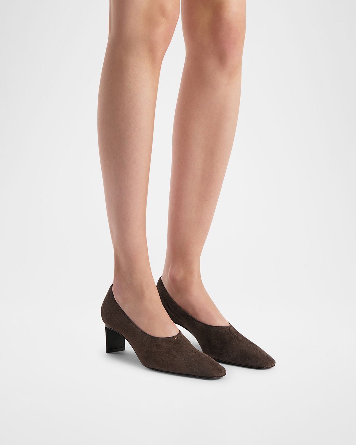 Khaite Cecilia Suede Block-Heel Pumps