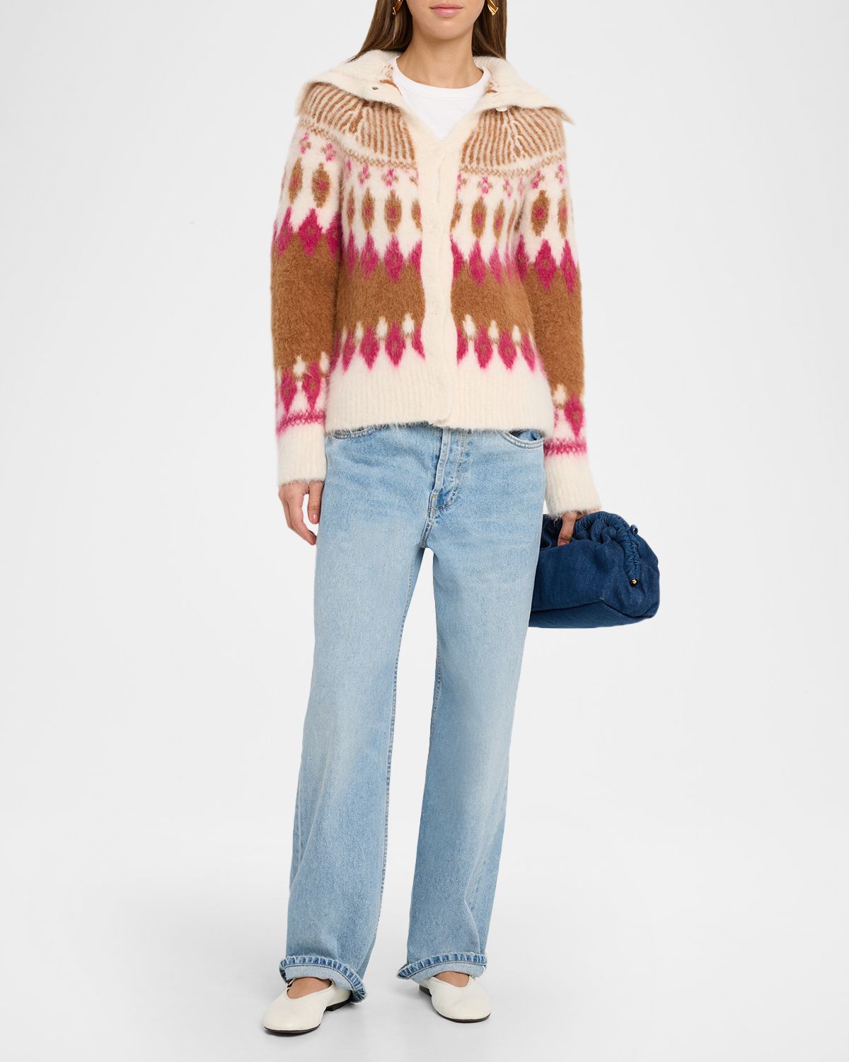 Naadam Brushed Fair Isle Alpaca-Wool Cardigan