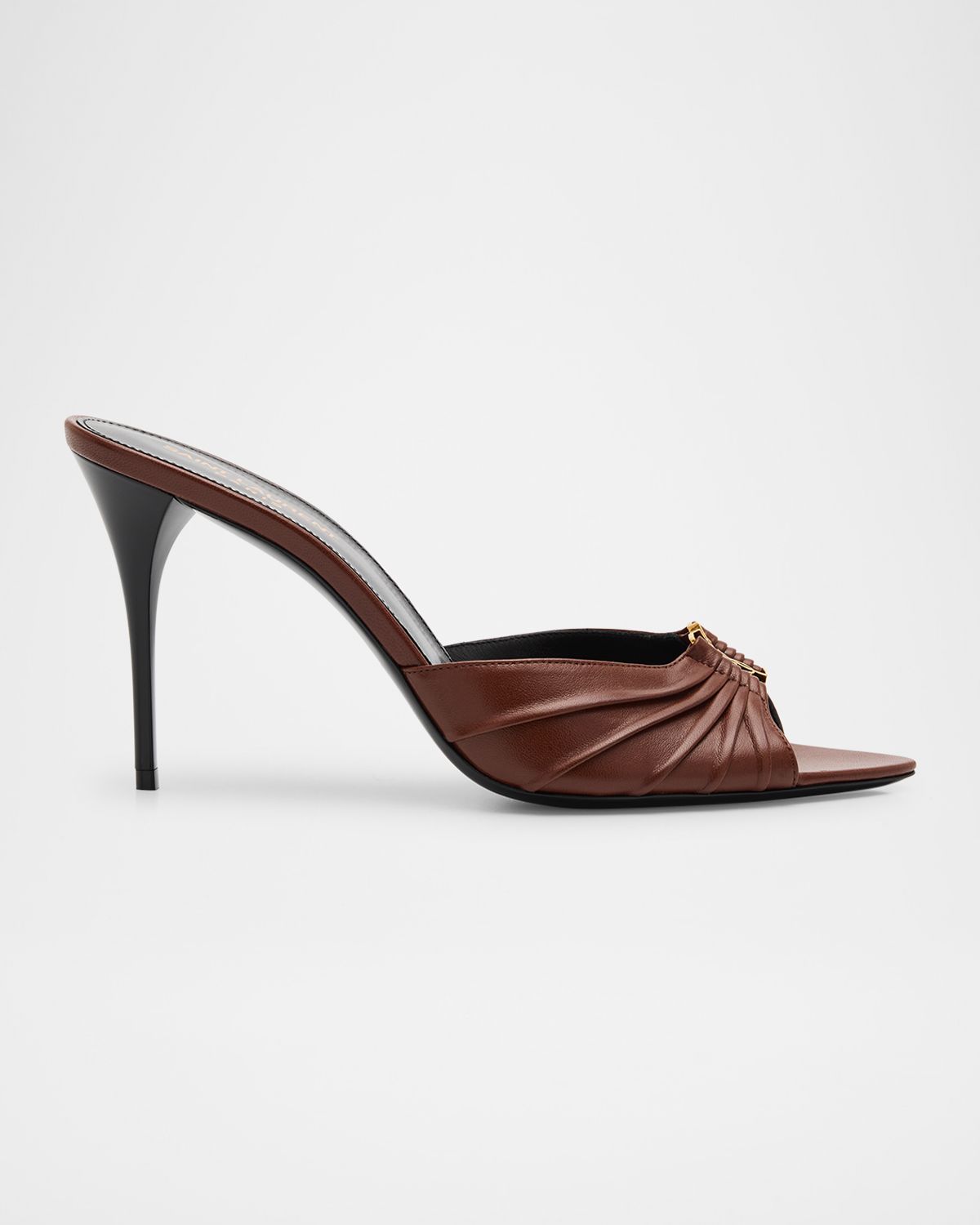 Saint Laurent Babylone YSL Ruched Leather Mule Sandals | Thumbnail 7 Saint Laurent Babylone YSL Ruched Leather Mule Sandals | Thumbnail 7