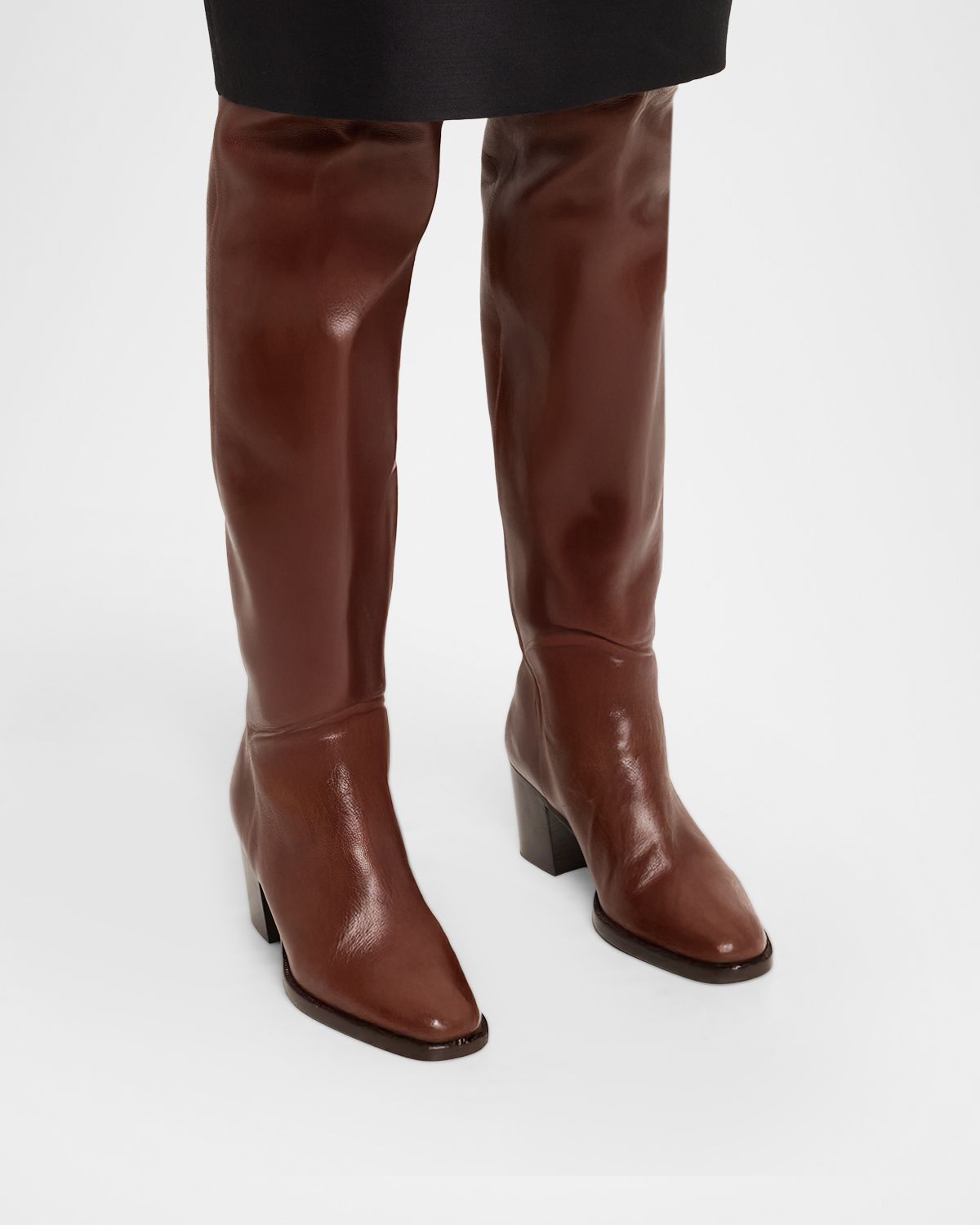 Saint Laurent Odeon Leather Over-The-Knee Boots