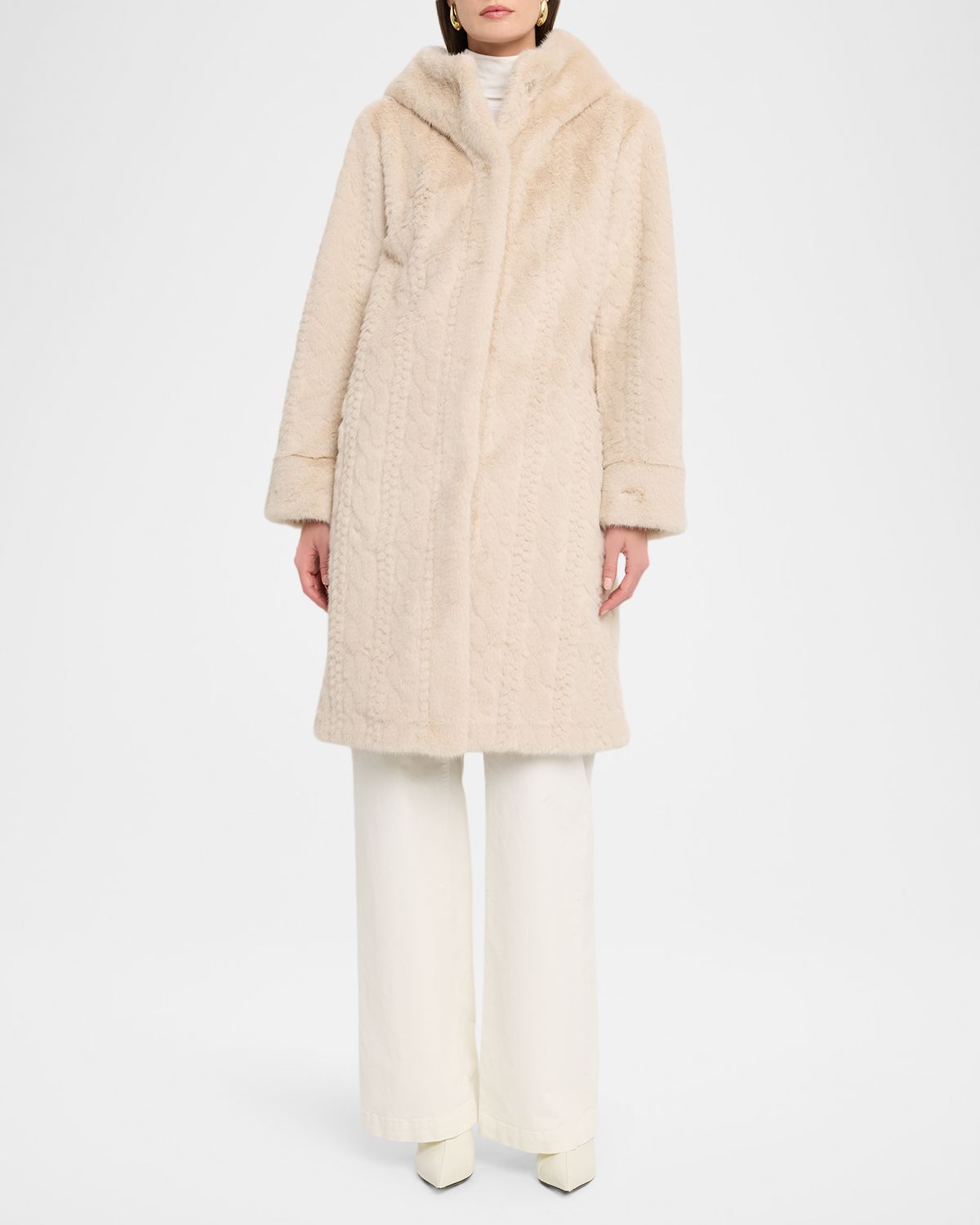 Kobi Halperin Myla Hooded Cable Faux Fur Coat