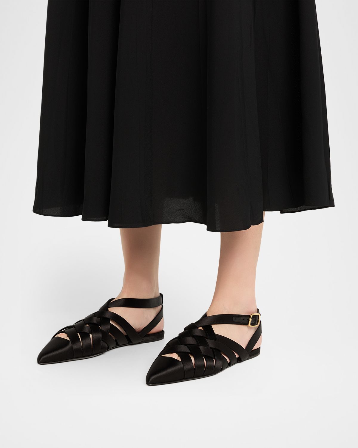 Loro Piana Silene Satin Slingback Ballerina Flats