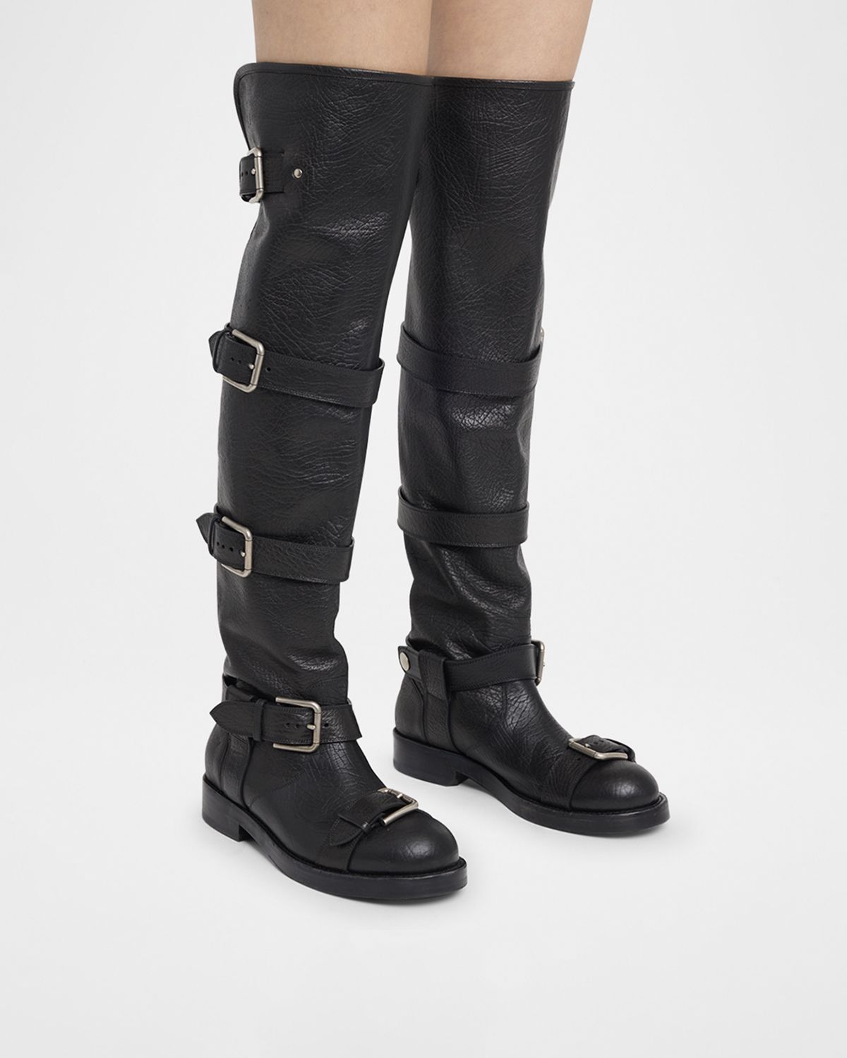 Dolce & Gabbana Leather Buckle Over-The-Knee Boots