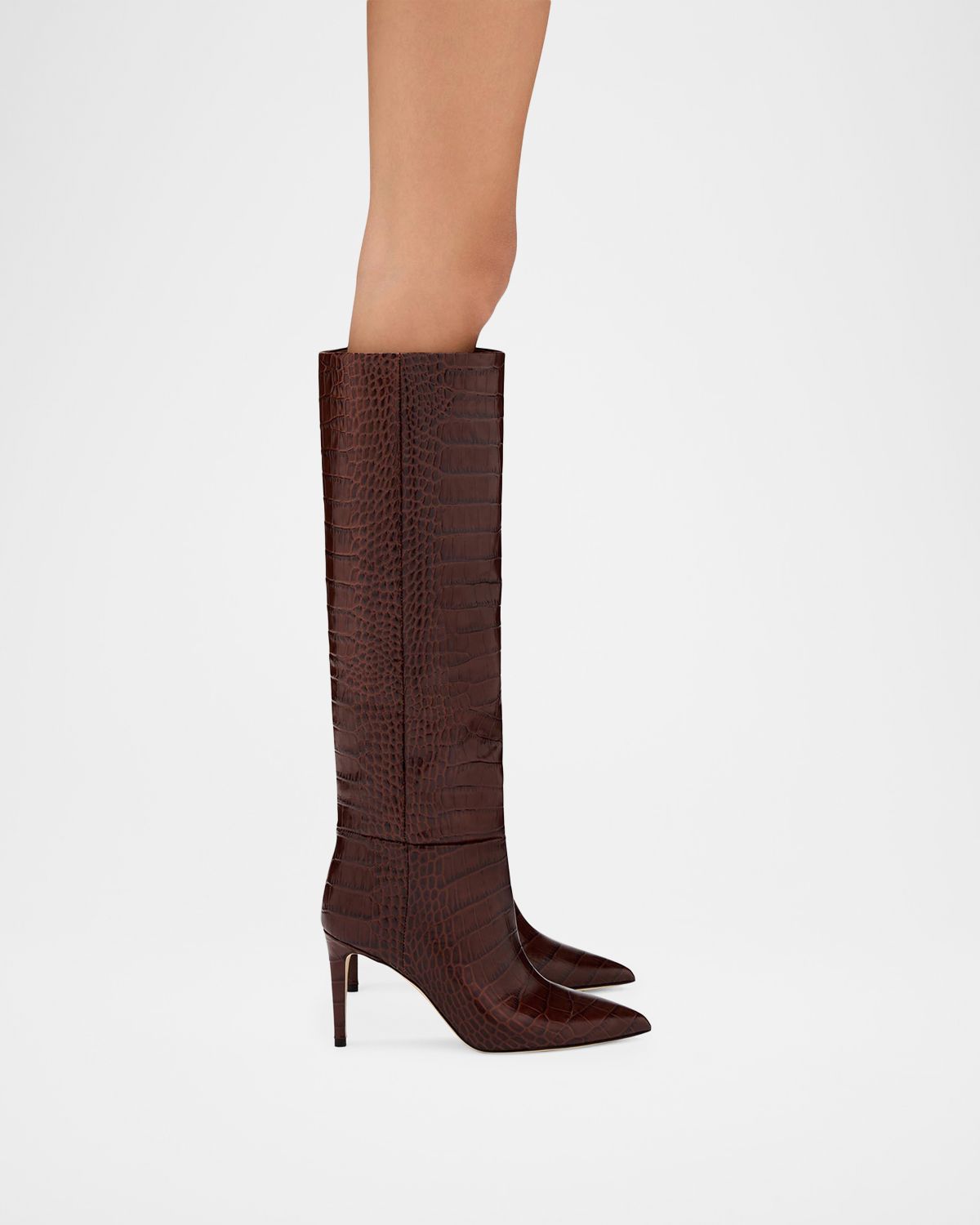 Paris Texas Croc-Embossed Leather Stiletto Boots