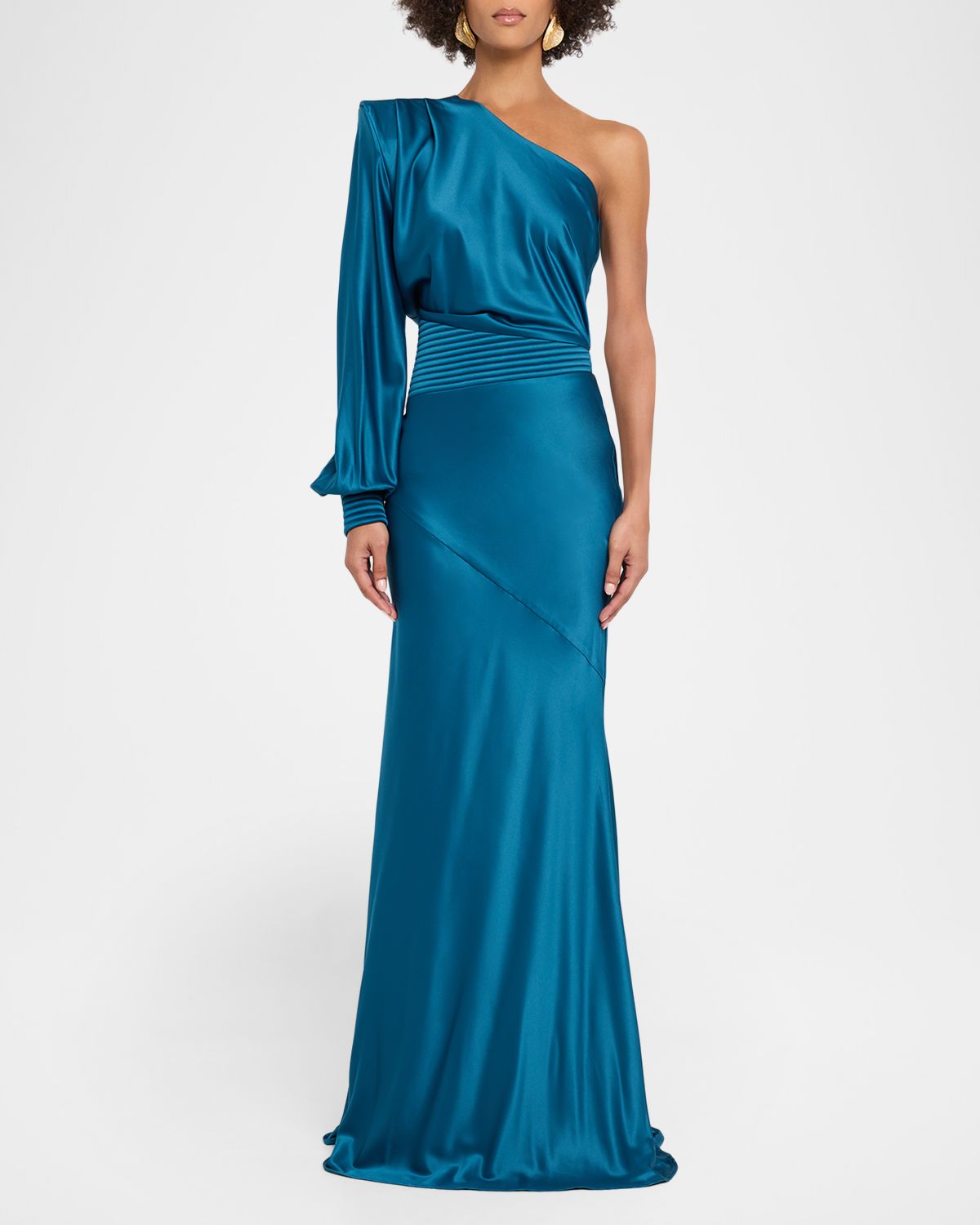 ZHIVAGO Don 't Look Now Draped One-Shoulder Satin Gown