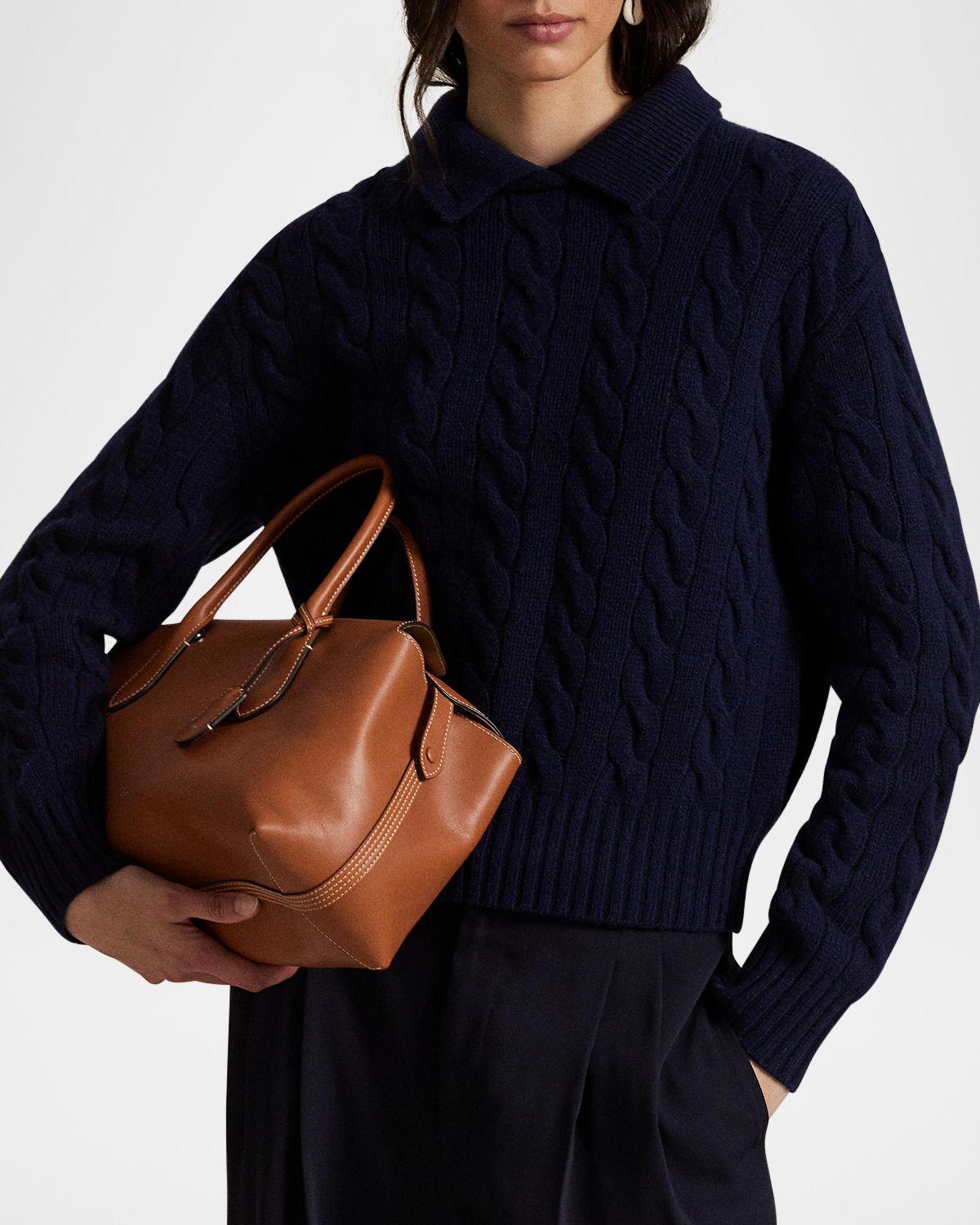 Polo Ralph Lauren Bellport Medium Smooth Leather Satchel Bag