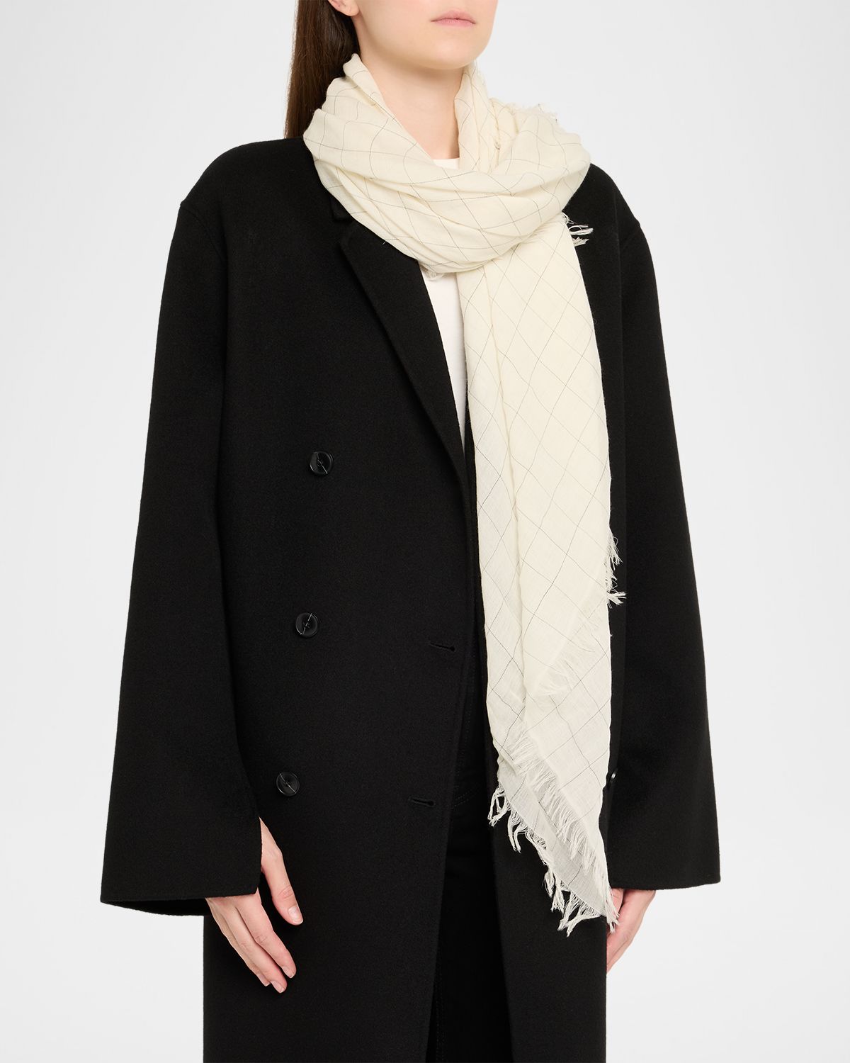 Toteme Checked Light Wool Scarf