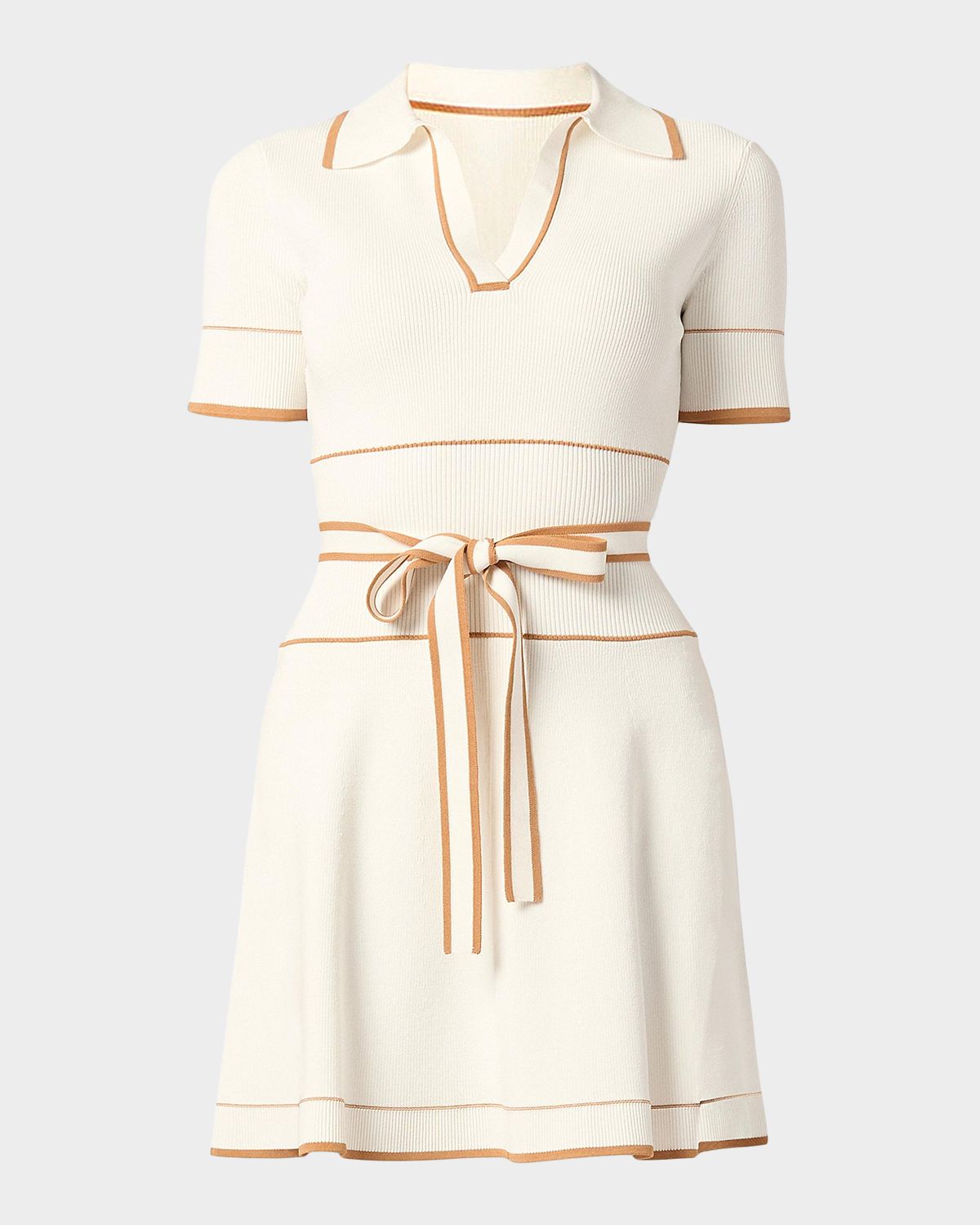 Shoshanna Maggie Tie-Waist Rib Knit Mini Dress