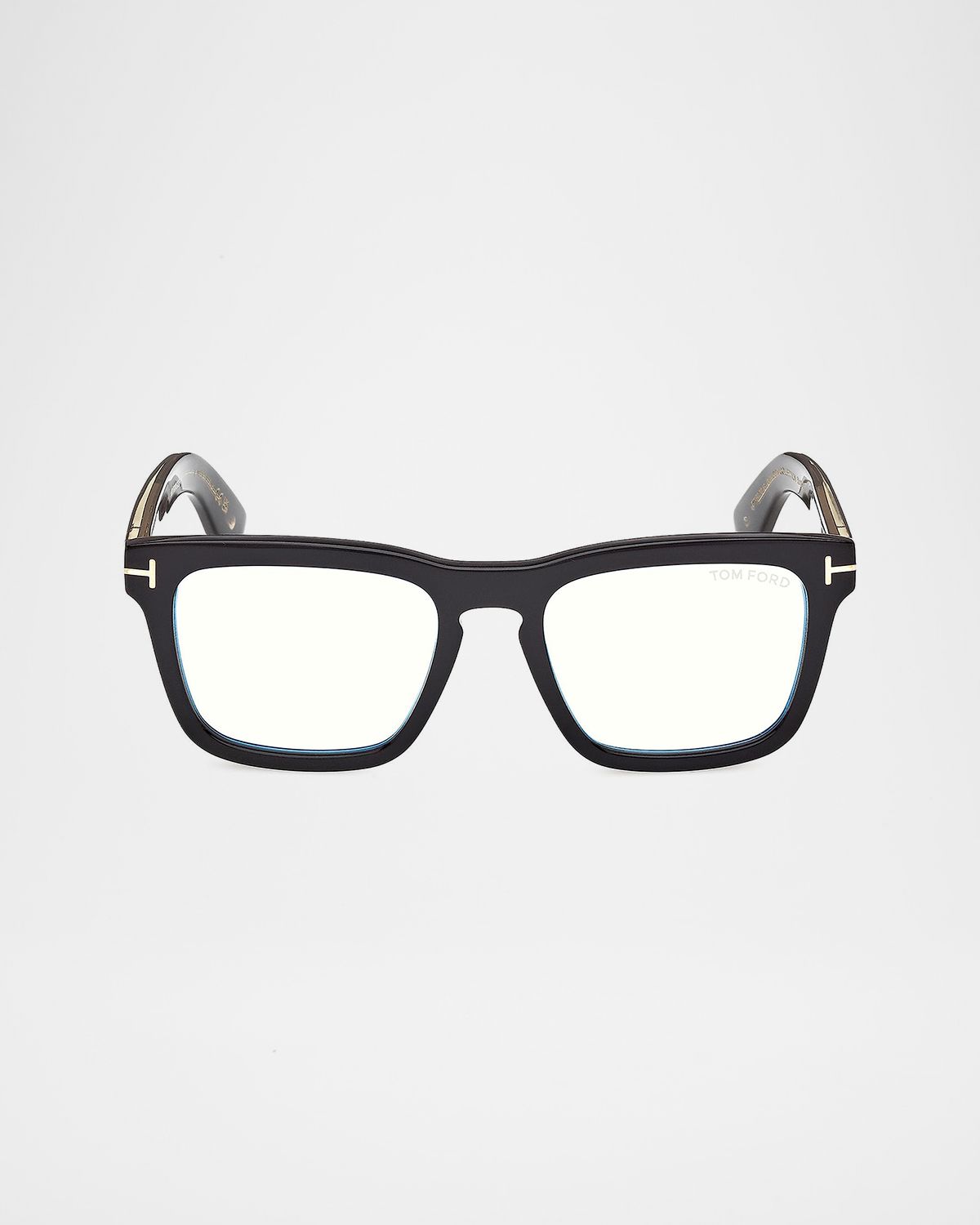 TOM FORD Men 's Icon Square Acetate Blue Block Optical Glasses with Clip-On Sunglasses