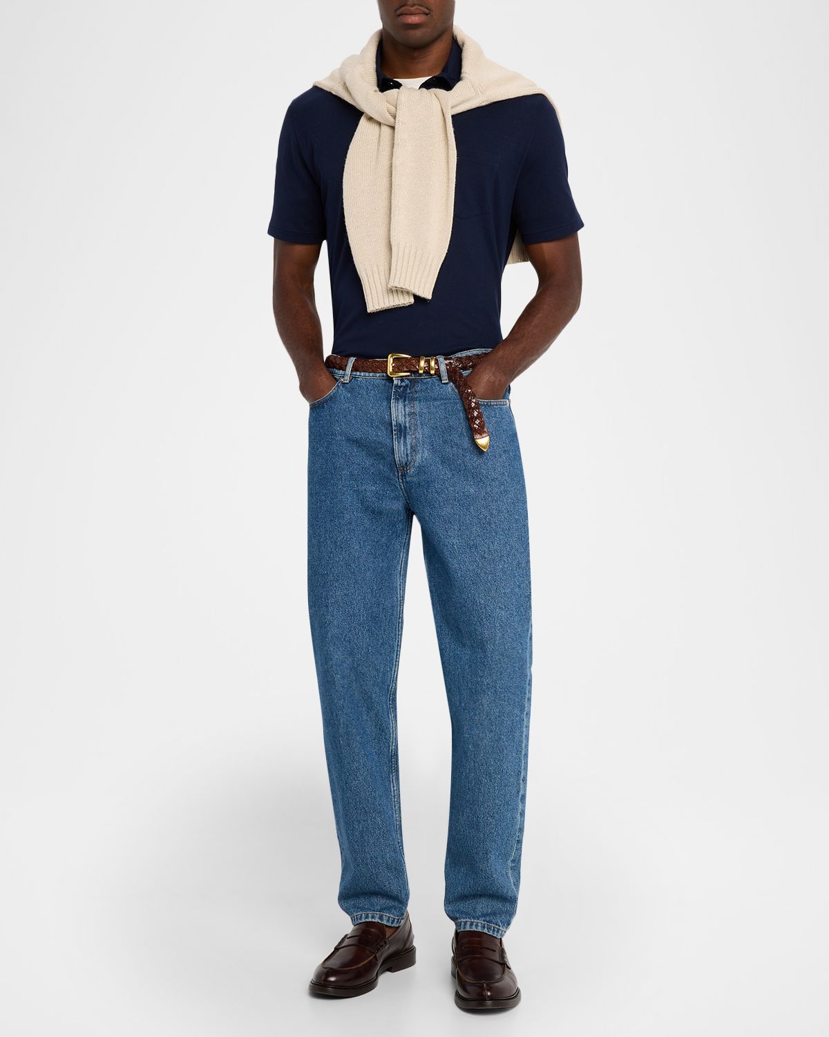 Ralph Lauren Purple Label Men 's Cotton and Cashmere Pique Pocket Polo Shirt