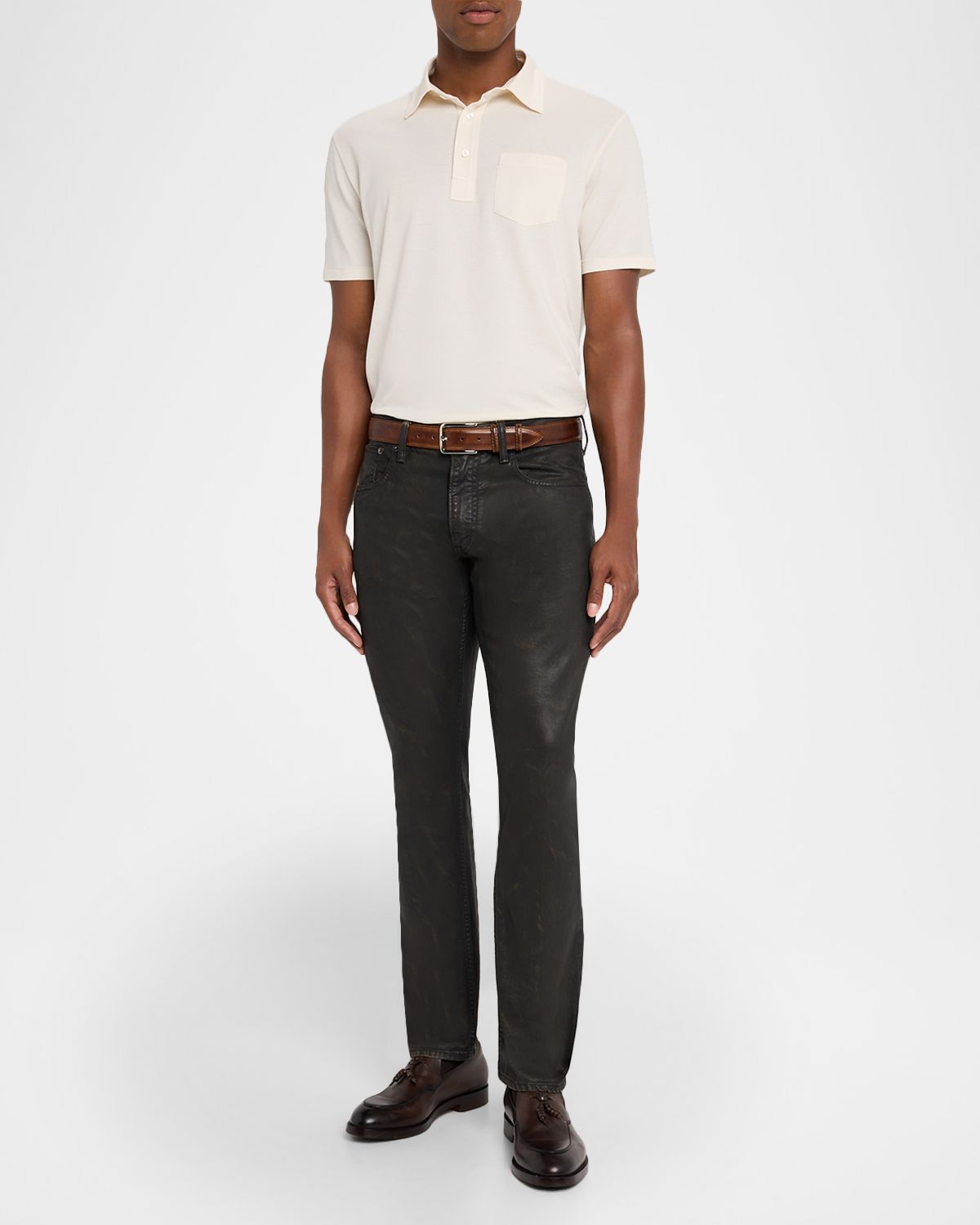 Ralph Lauren Purple Label Men 's Cotton and Cashmere Pique Pocket Polo Shirt