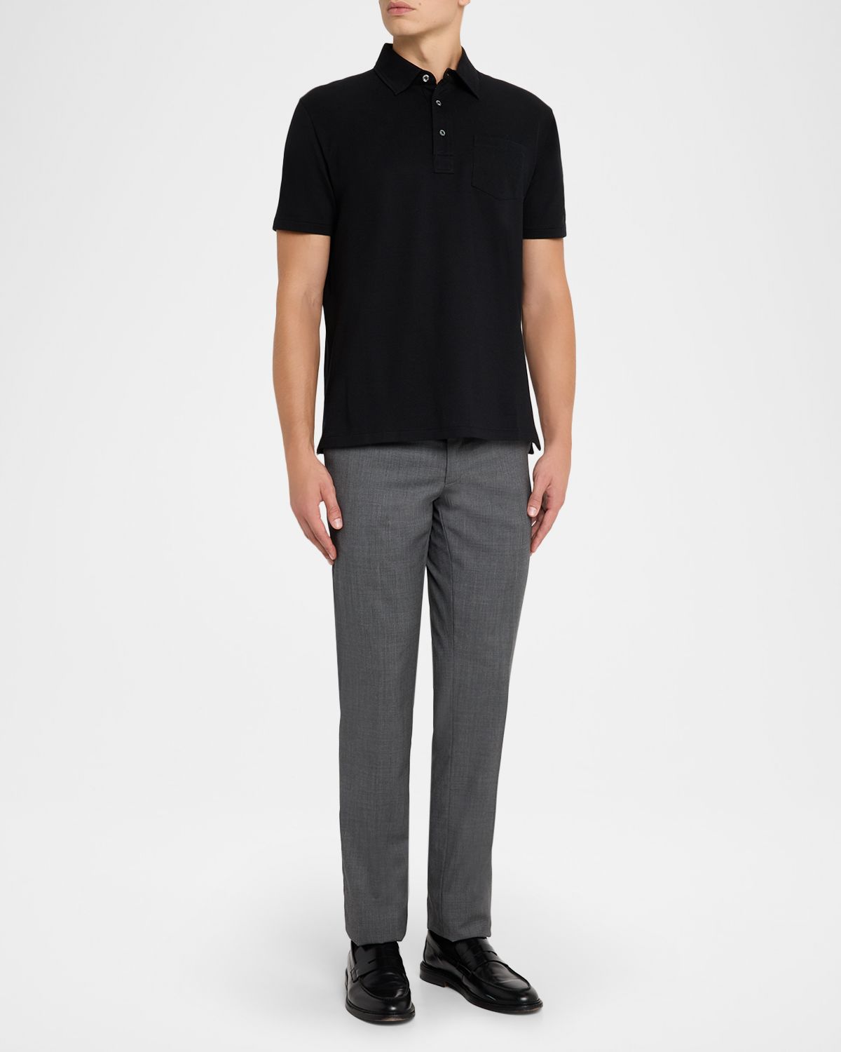 Ralph Lauren Purple Label Men 's Cotton and Cashmere Pique Pocket Polo Shirt