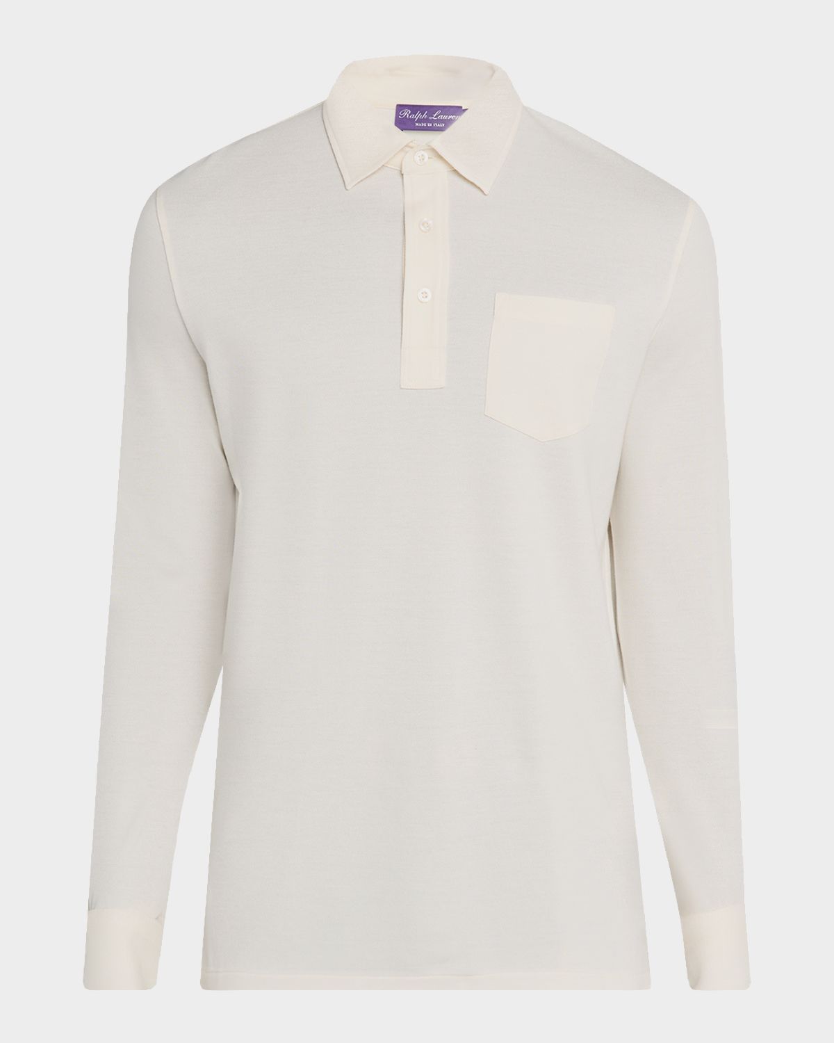 Ralph Lauren Purple Label Men 's Cotton and Cashmere Long-Sleeve Pocket Polo Shirt