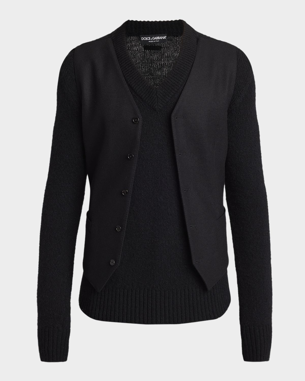 Dolce & Gabbana Men 's V-Neck Knit Cardigan with Vest