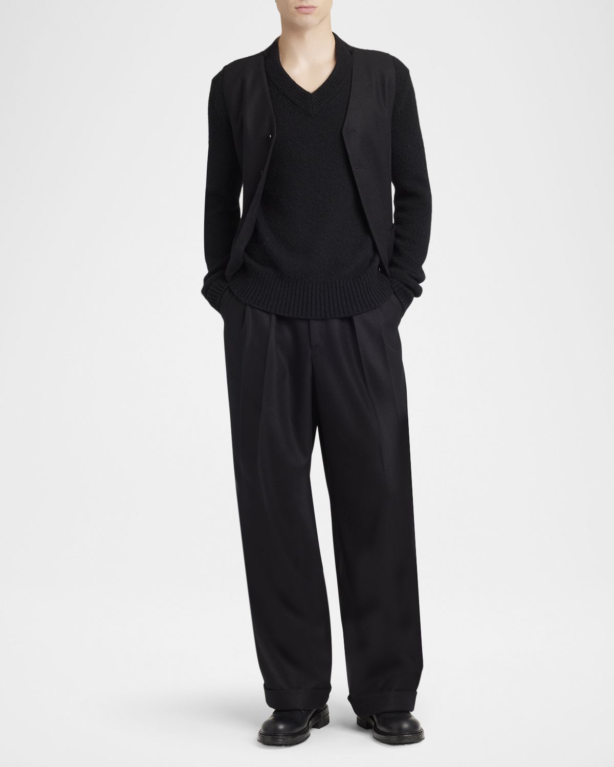 Dolce & Gabbana Men 's Wool Relaxed Fit Double-Pleated Trousers
