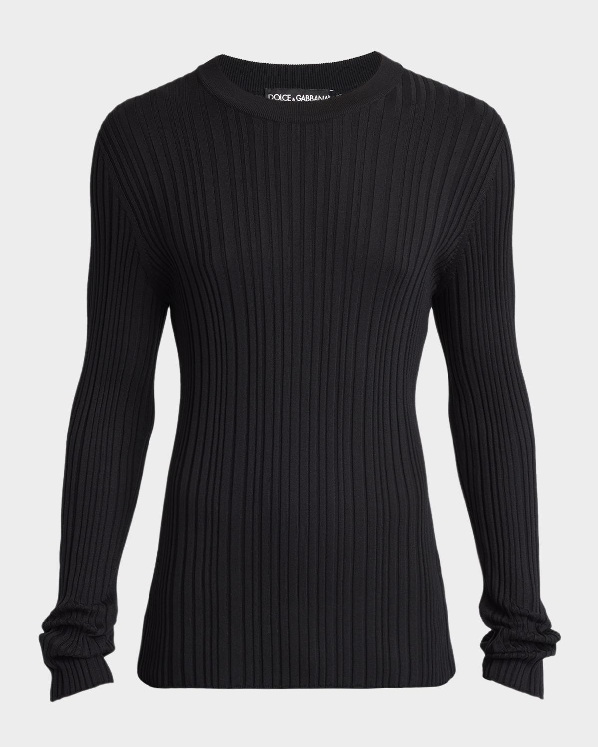 Dolce & Gabbana Men 's Silk and Cotton Ribbed Crewneck Sweater