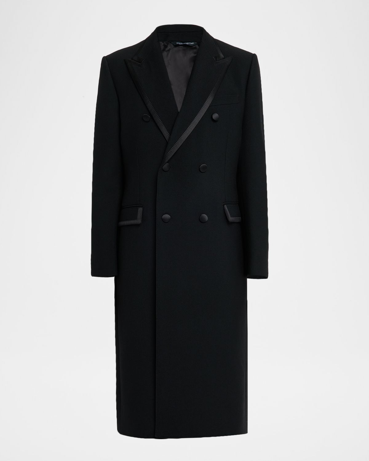 Dolce & Gabbana Men 's Silk-Trim Peak Lapel Double-Breasted Overcoat