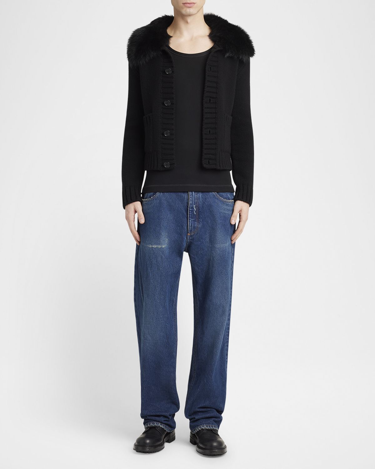 Dolce & Gabbana Men 's Shearling-Collar Wool Jacket