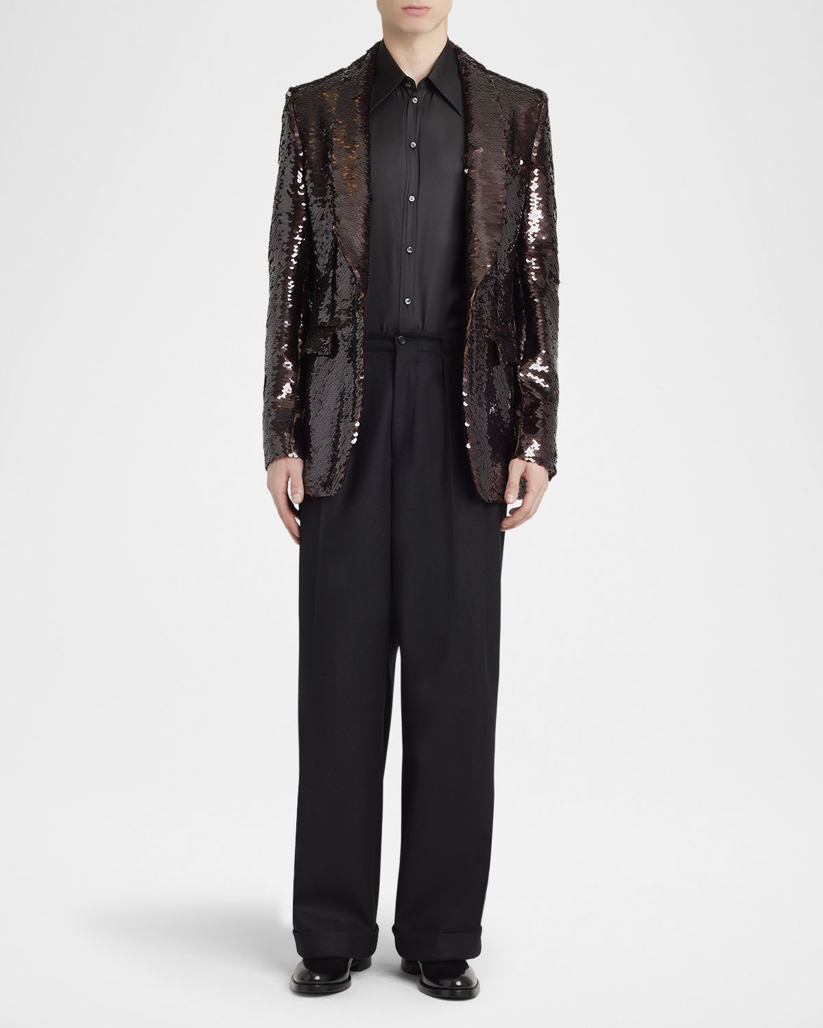 Dolce & Gabbana Men 's Sequin Single-Breasted Shawl Lapel Dinner Jacket