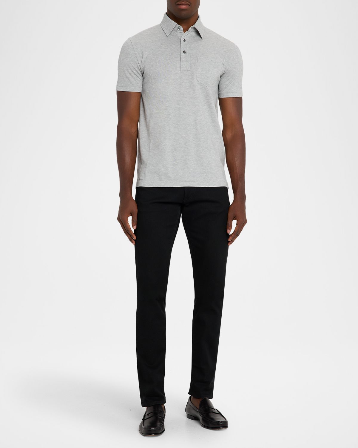 Ralph Lauren Purple Label Men 's Cotton and Cashmere Pique Pocket Polo Shirt