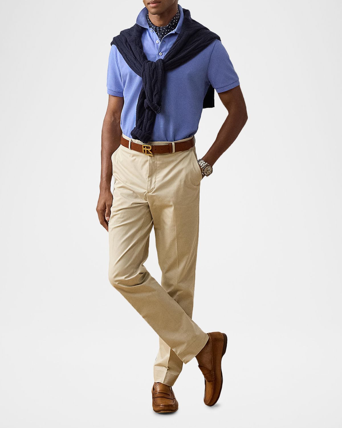 Ralph Lauren Purple Label Men 's Double-Mercerized Pique Monogram Polo Shirt