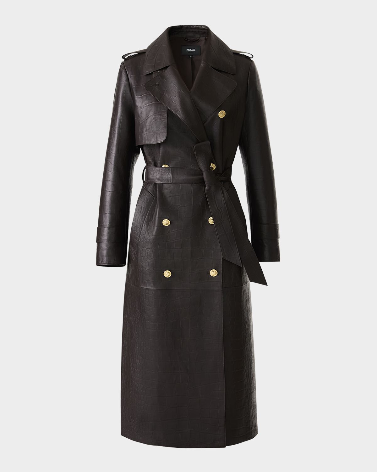 Mackage Gael-NV Croc-Embossed Leather Trench Coat