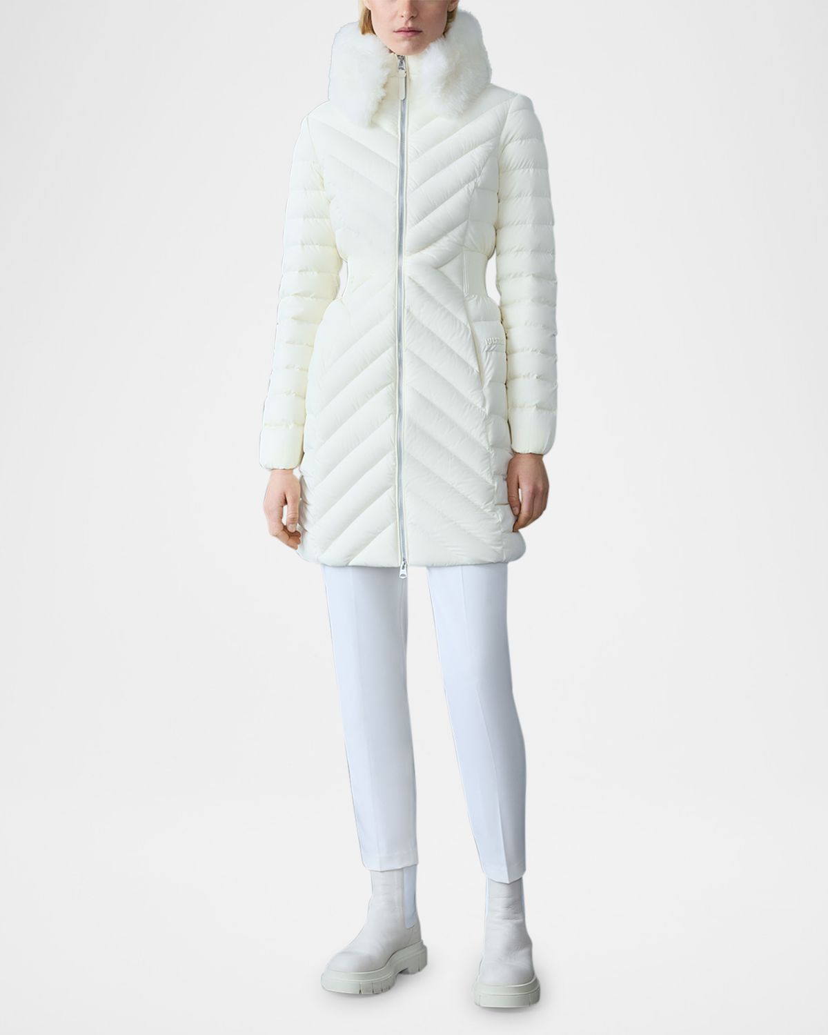 Mackage Lyris Quilted Down Coat with Detachable Shearling Trim