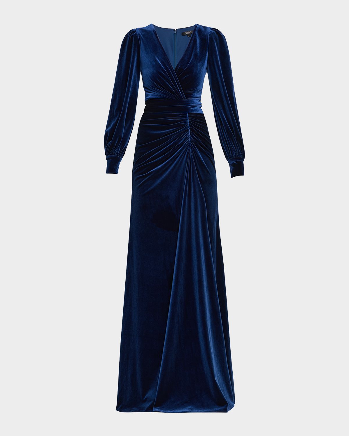 Badgley Mischka Pleated A-Line Velvet Gown