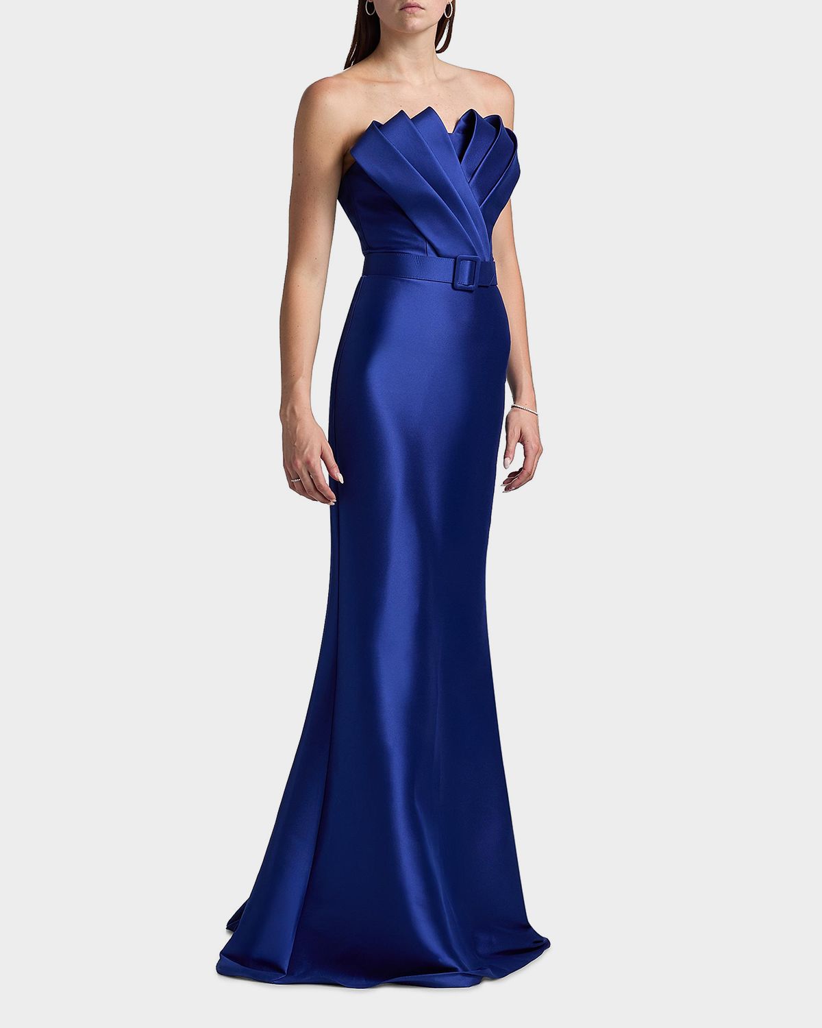 Badgley Mischka Strapless Origami Trumpet Gown