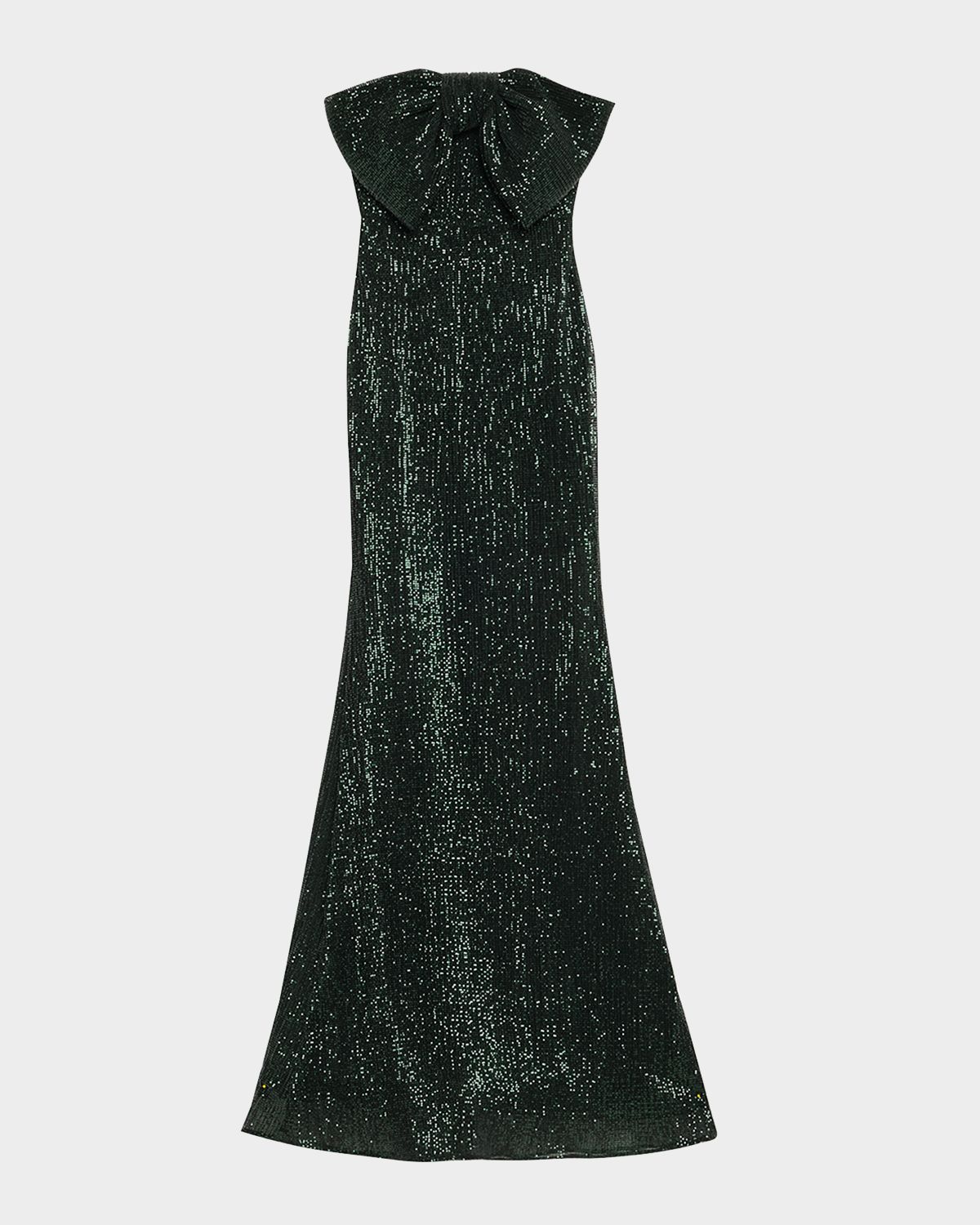 Badgley Mischka Strapless Bow-Front Sequin Gown