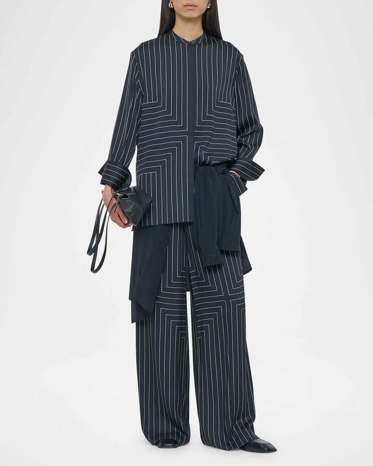 Joseph Athena Geometric Striped Blouse