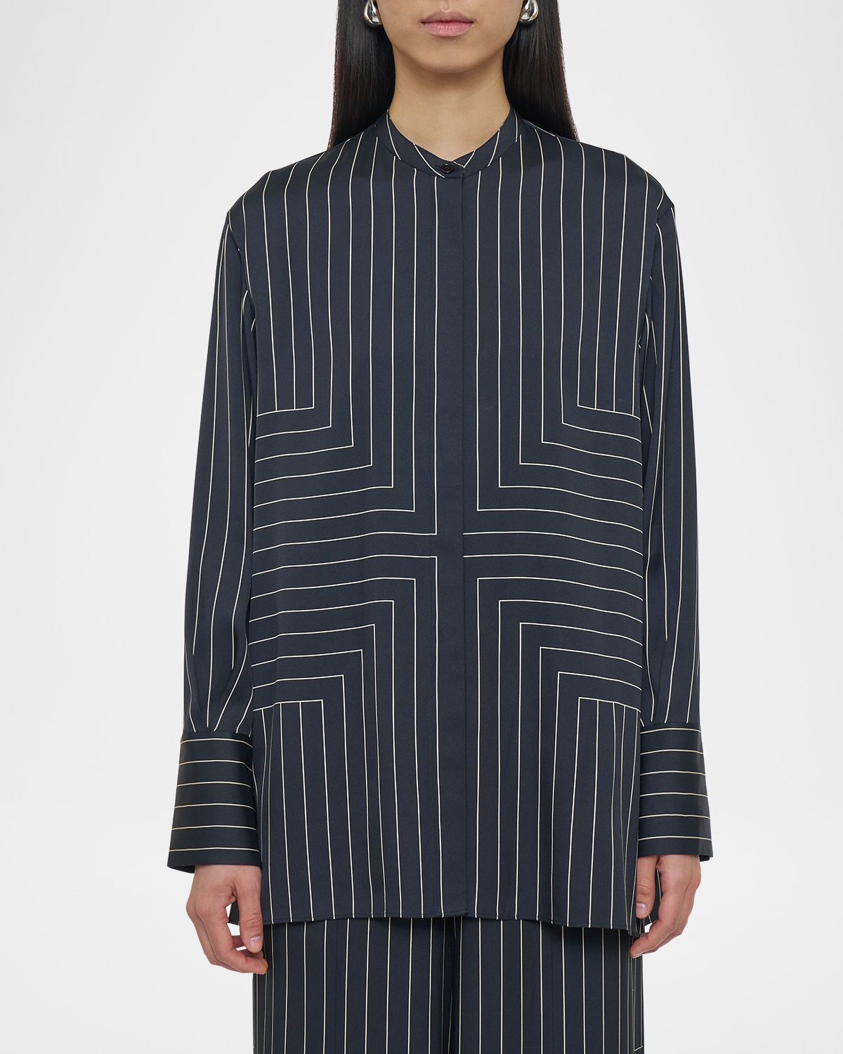 Joseph Athena Geometric Striped Blouse | Thumbnail 4 Joseph Athena Geometric Striped Blouse | Thumbnail 4