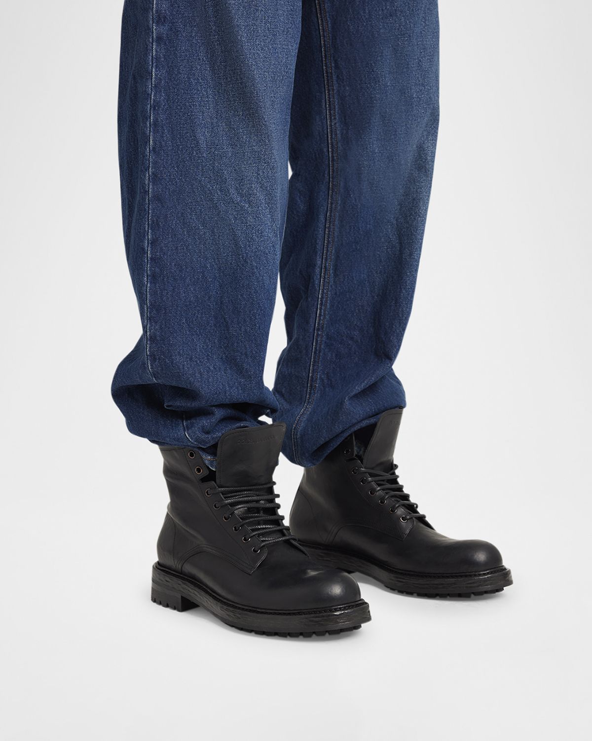 Dolce & Gabbana Men 's Elba Vachetta Leather Combat Boots