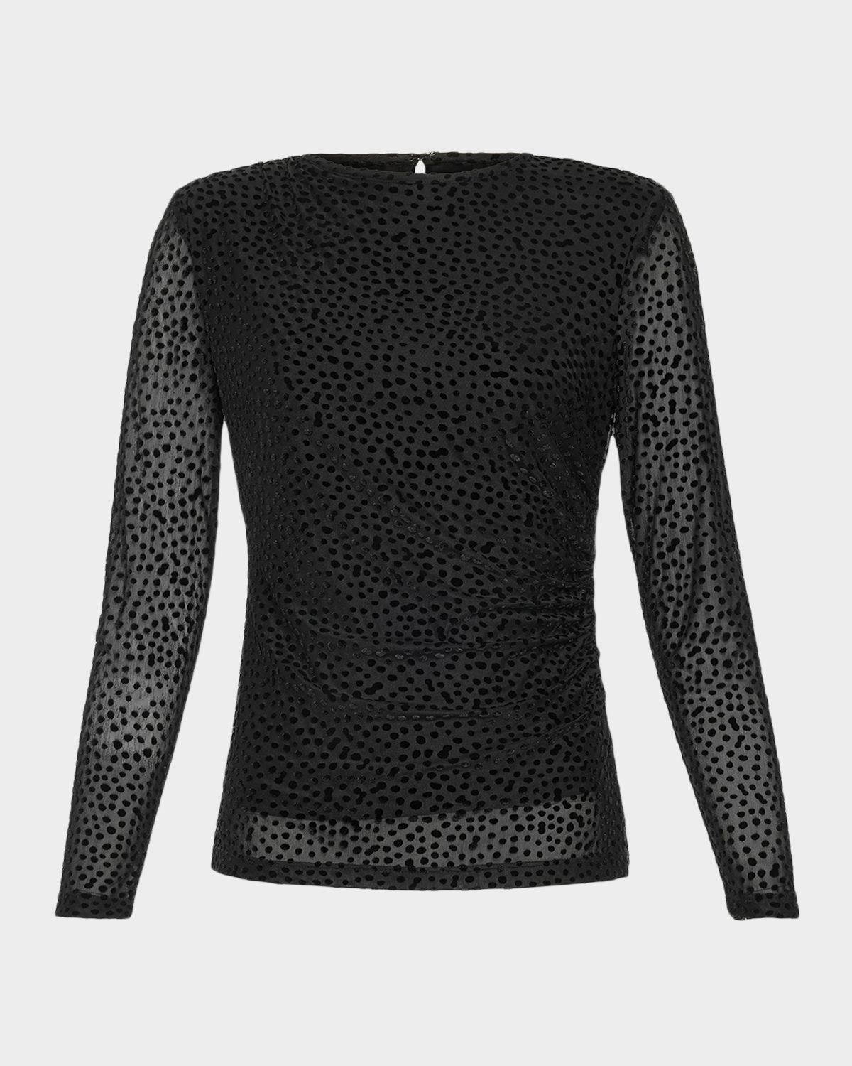 Ramy Brook Larry Flocked Dot Blouse