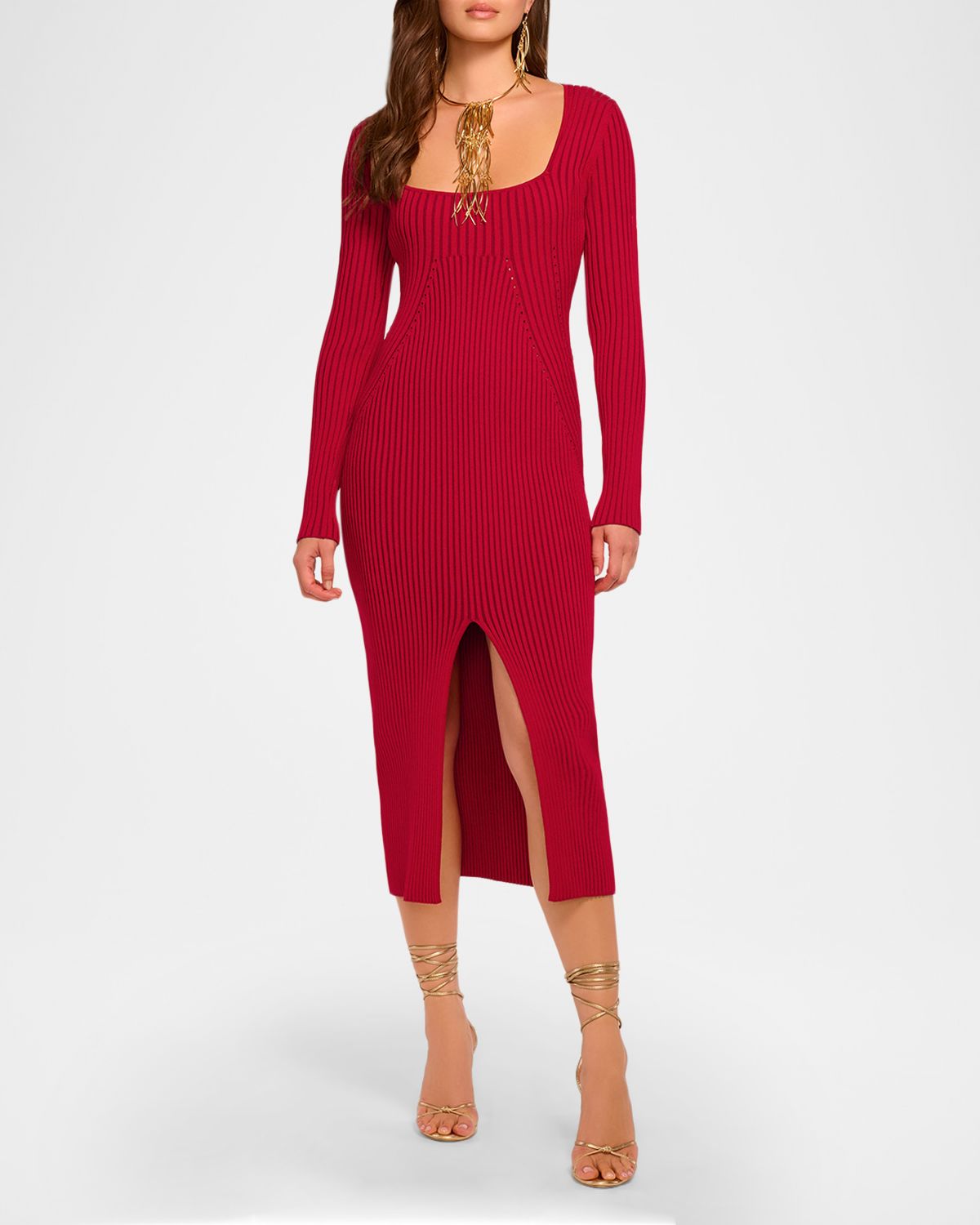 Ramy Brook Logan Ribbed Midi Dress