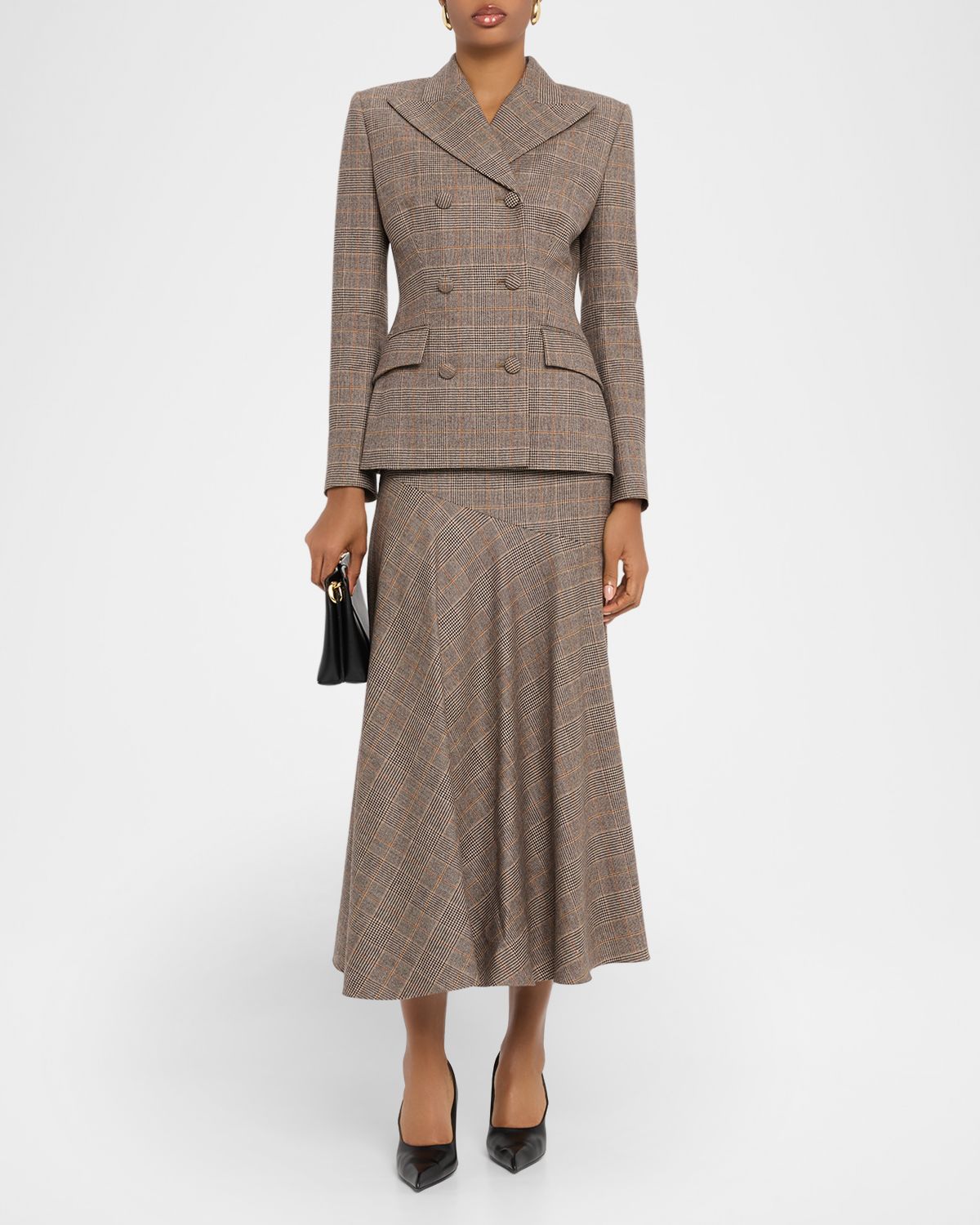 Adam Lippes Tess Glen Plaid Fit & Flare Midi Skirt