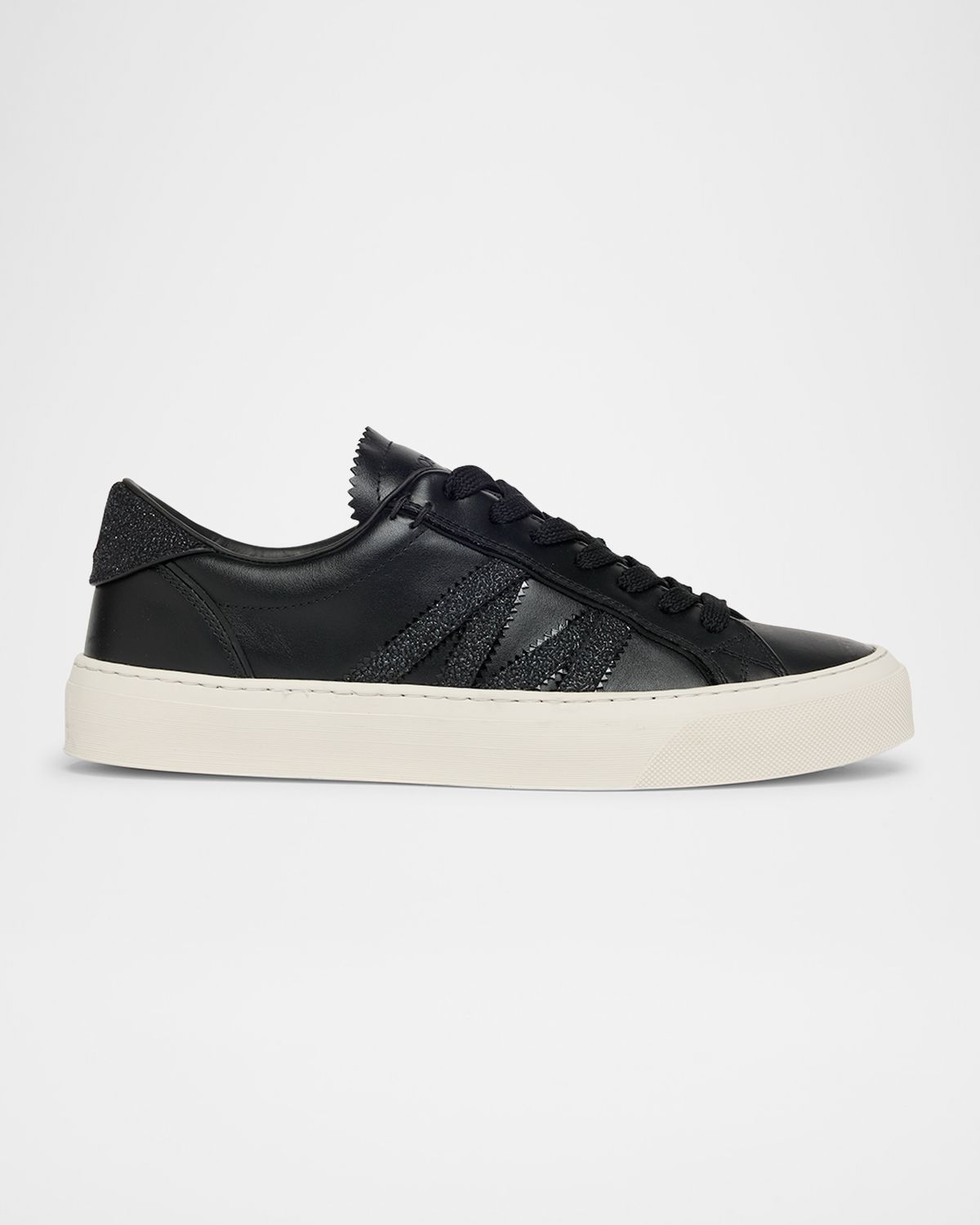 Moncler Monaco 2 Low-Top Glitter Leather Sneakers