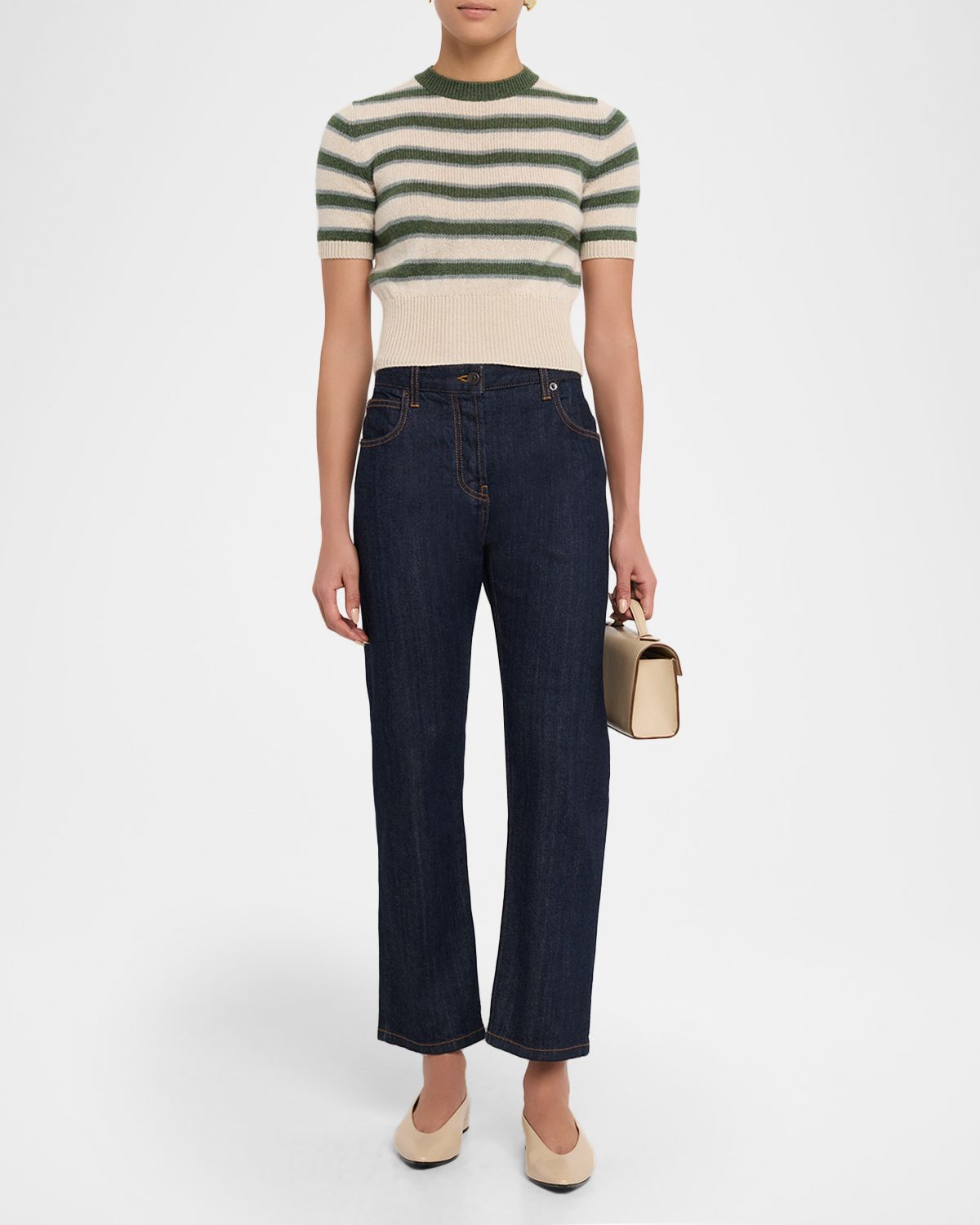 Loro Piana Fobello Cashmere Striped Crewneck Sweater