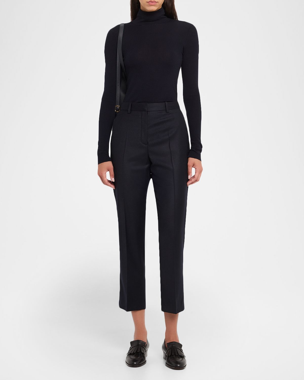 Loro Piana Dermot Wool-Cashmere Flannel Straight-Leg Ankle Pants