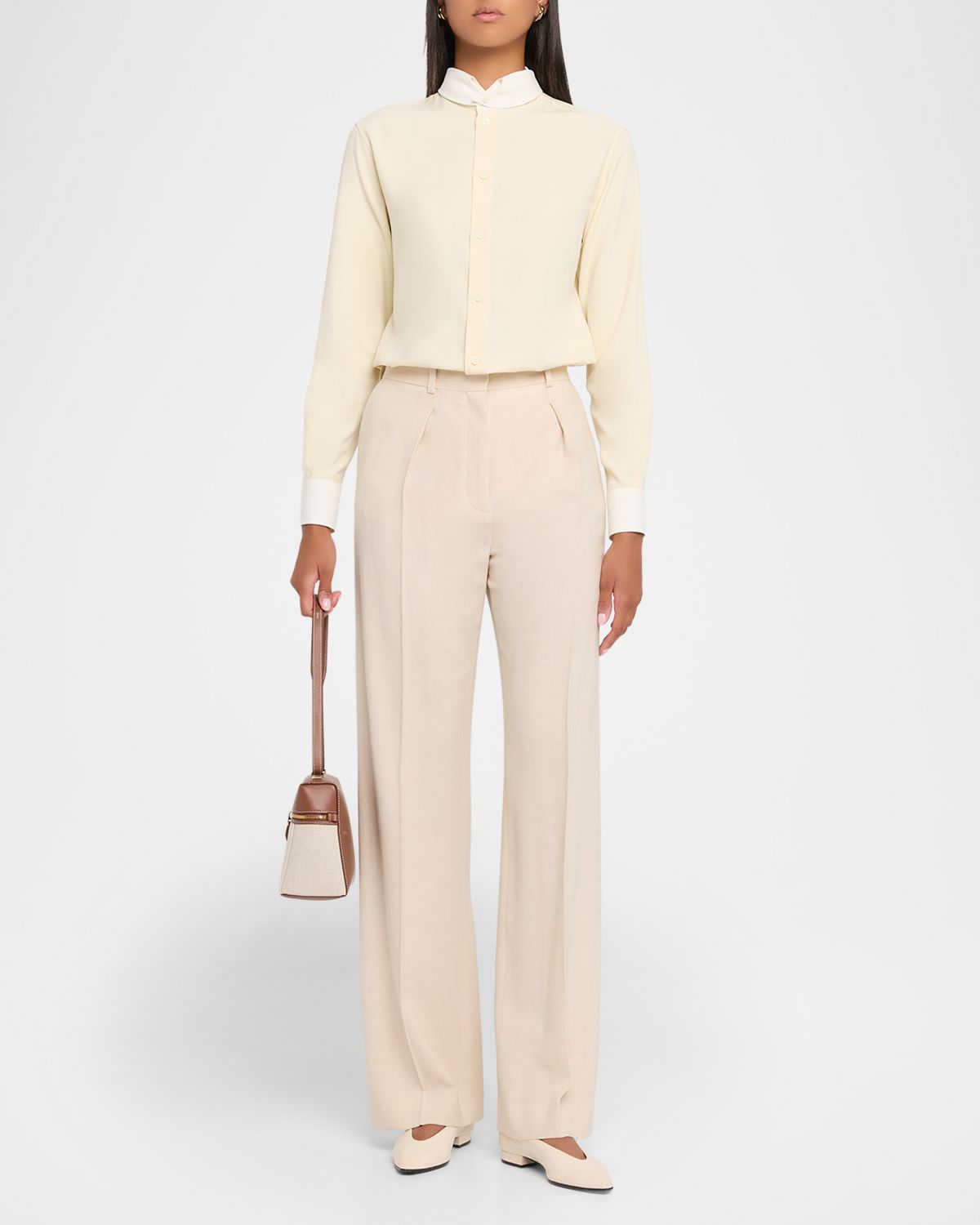 Loro Piana Edward Pleated Wide-Leg Trousers