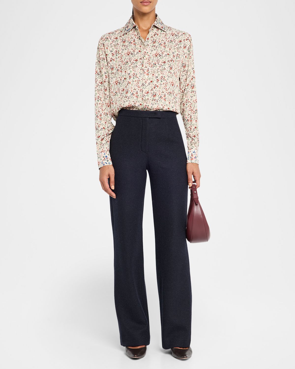 Loro Piana Thea Floral-Print Silk Button-Down Shirt