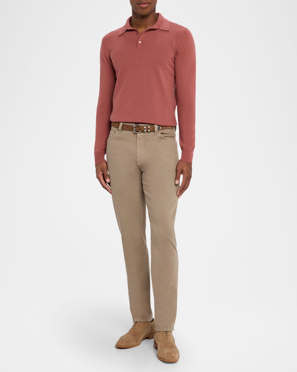 Neiman Marcus Men 's Cashmere Long-Sleeve Polo Sweater