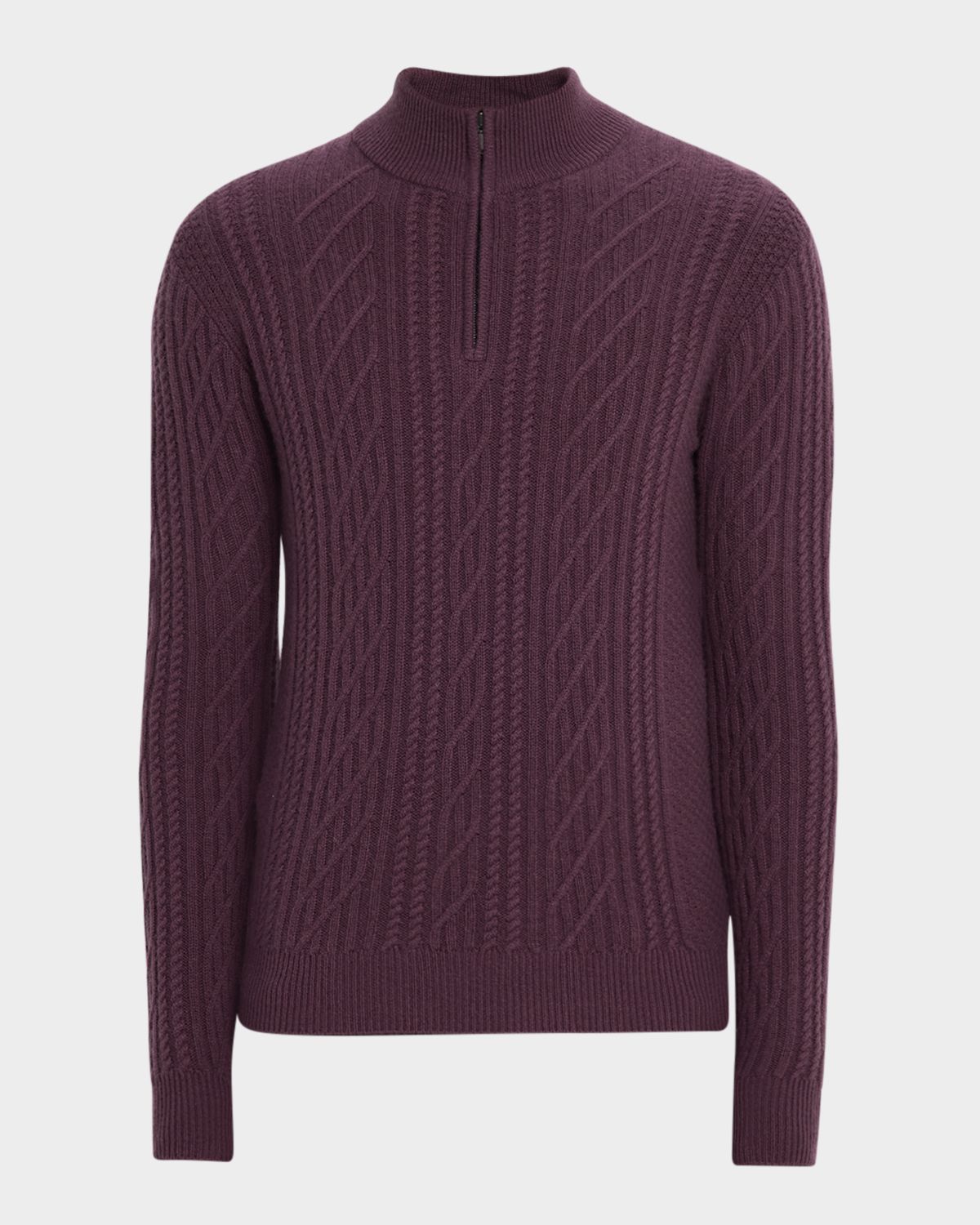 Neiman Marcus Men 's Cable Knit Quarter-Zip Cashmere Sweater
