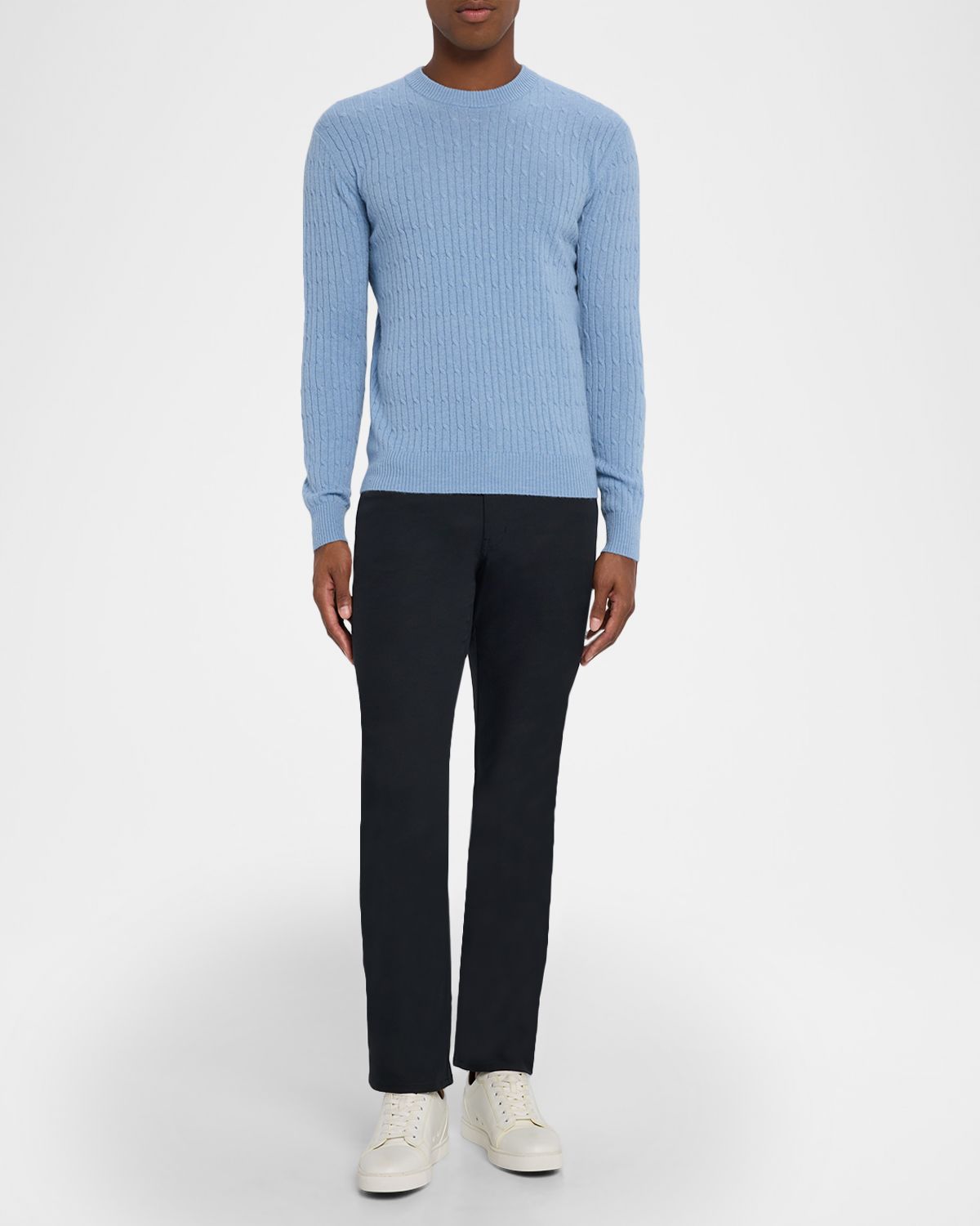 Neiman Marcus Men 's Micro Cable-Knit Cashmere Crewneck Pullover